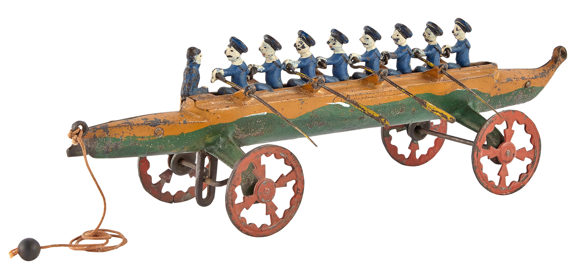 Lot image - Painted Cast Iron Model of a Rowing Crew