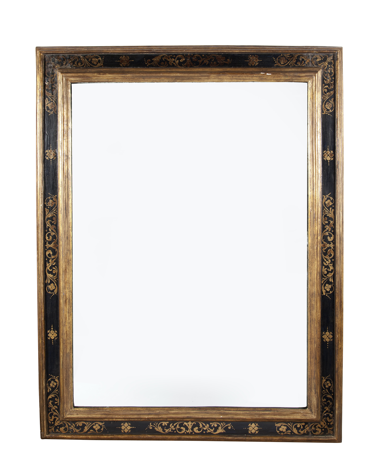 Lot image - Black-Painted and Gilt-Stenciled Mirror