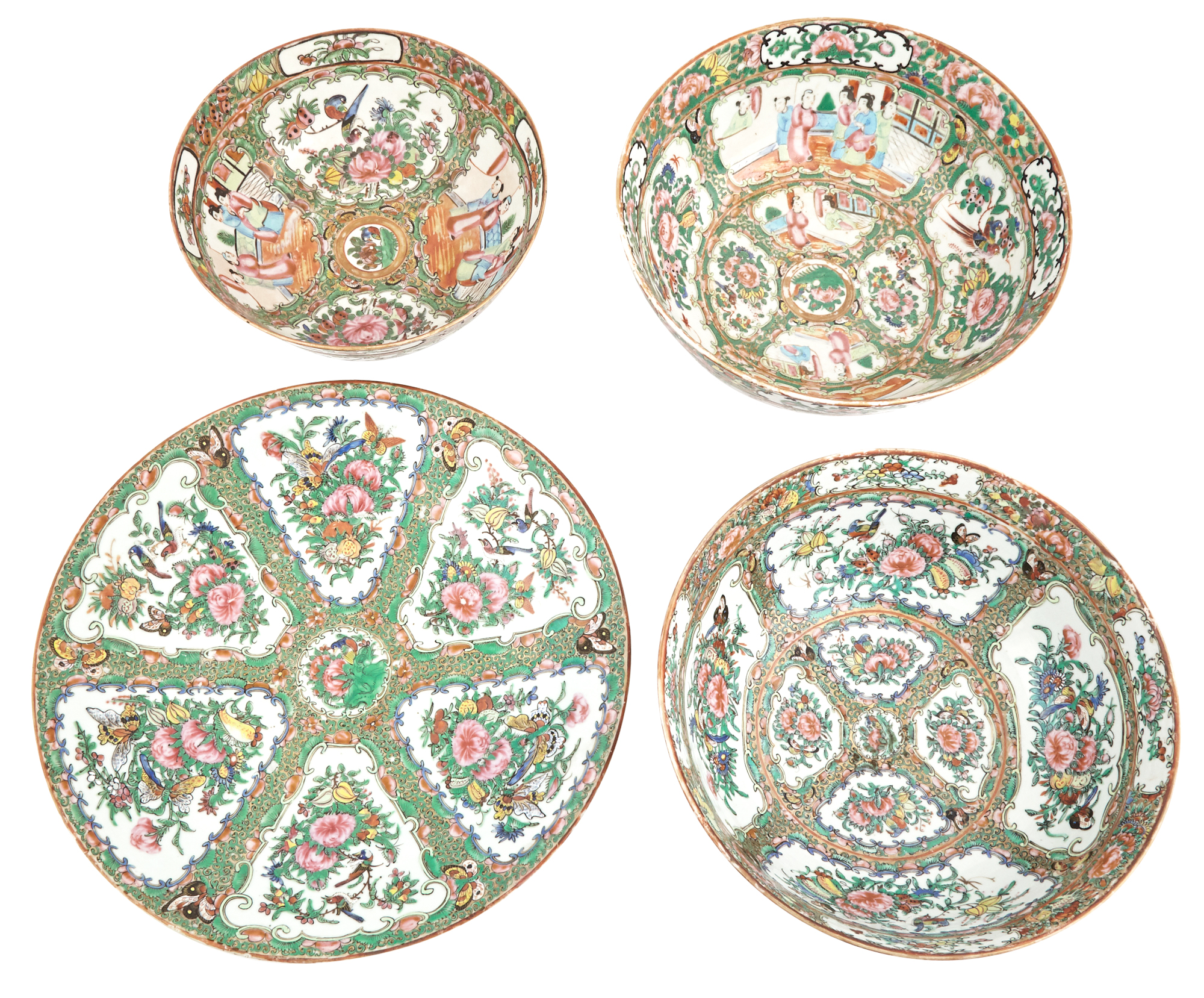 Lot image - Group of Three Canton Rose Medallion Porcelain Bowls