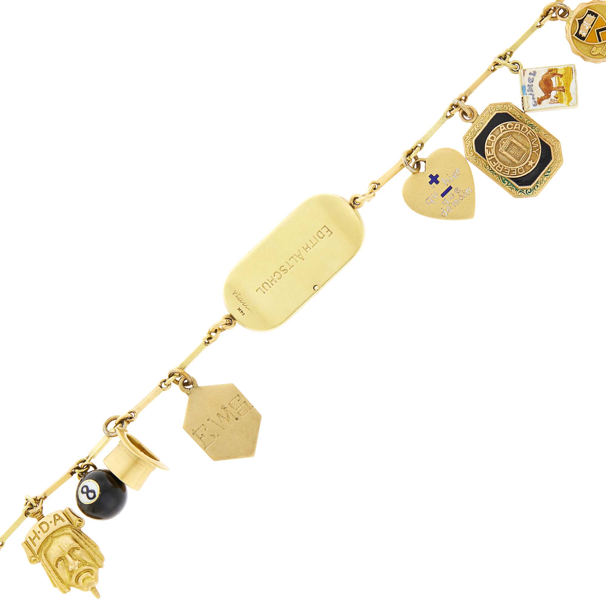 Lot image - Gold and Low Karat Gold Charm Bracelet