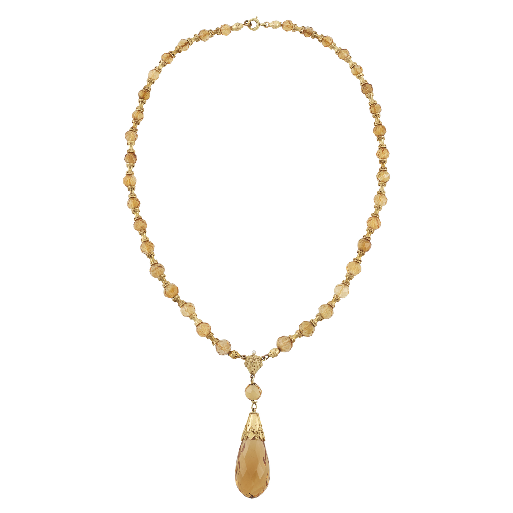 Lot image - Antique Gold and Citrine Pendant Necklace