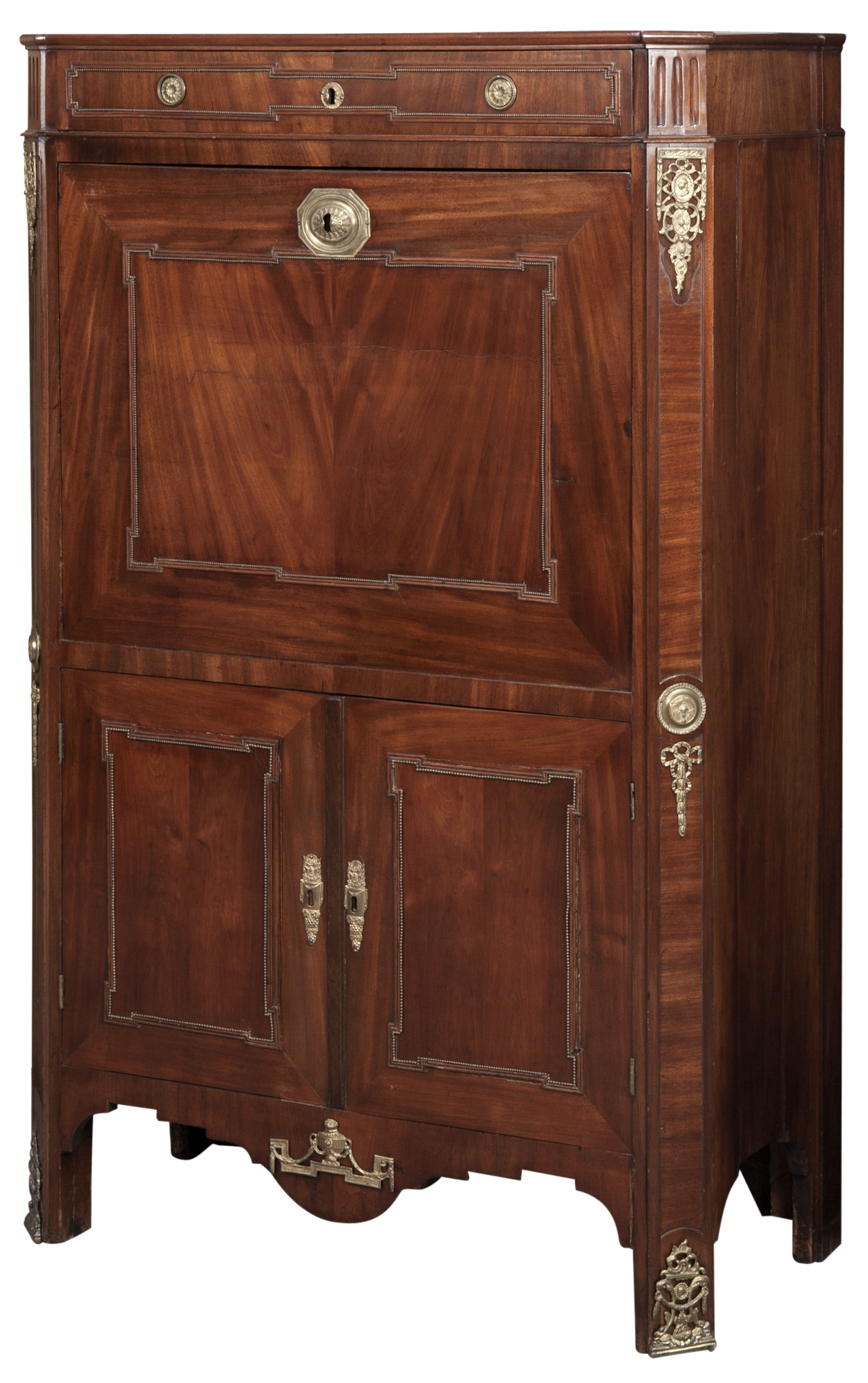 Lot image - North European Ormolu-Mounted Mahogany Secrétaire à Abattant