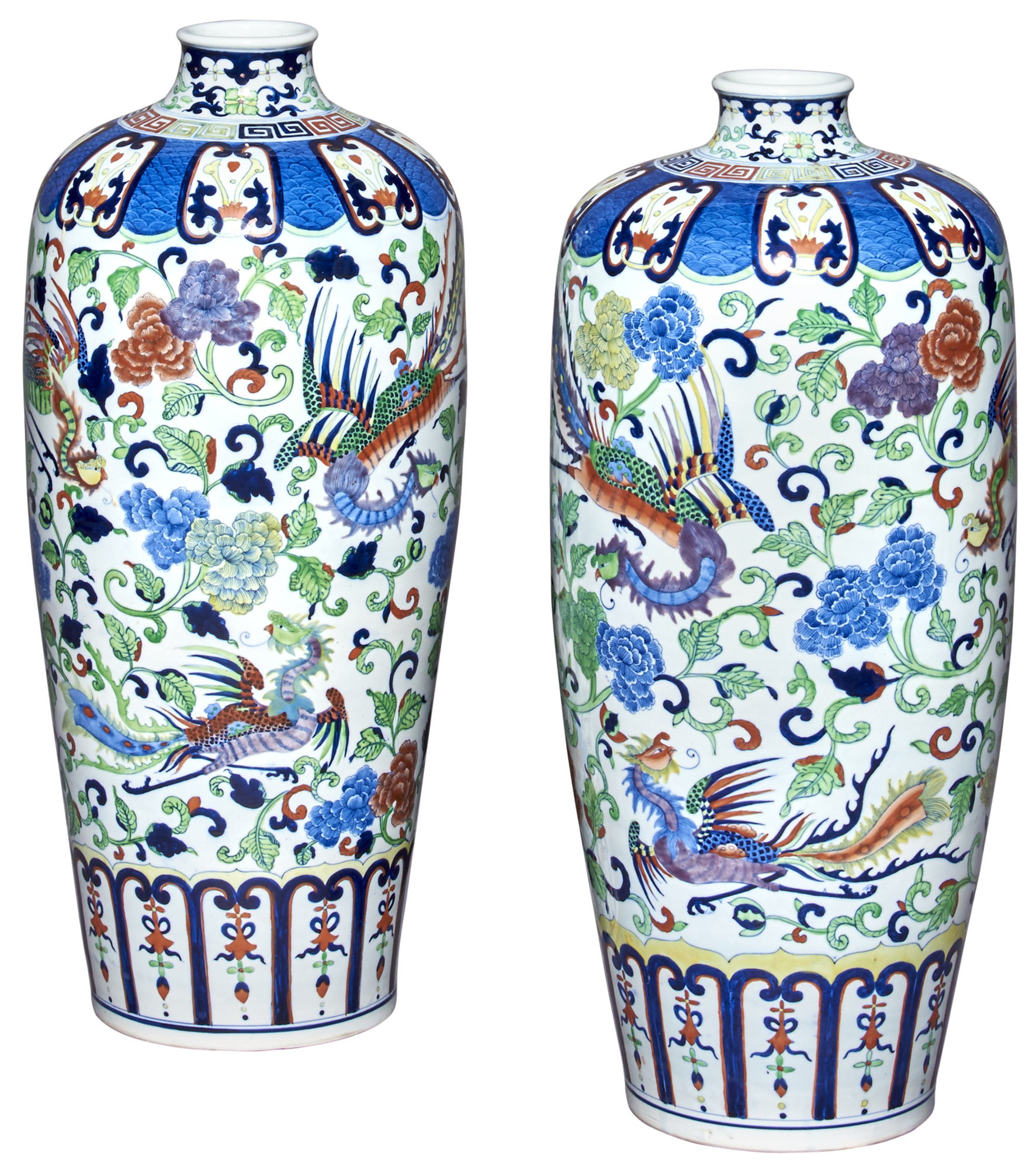 Lot image - A Large Pair of Chinese Doucai Porcelain Vases