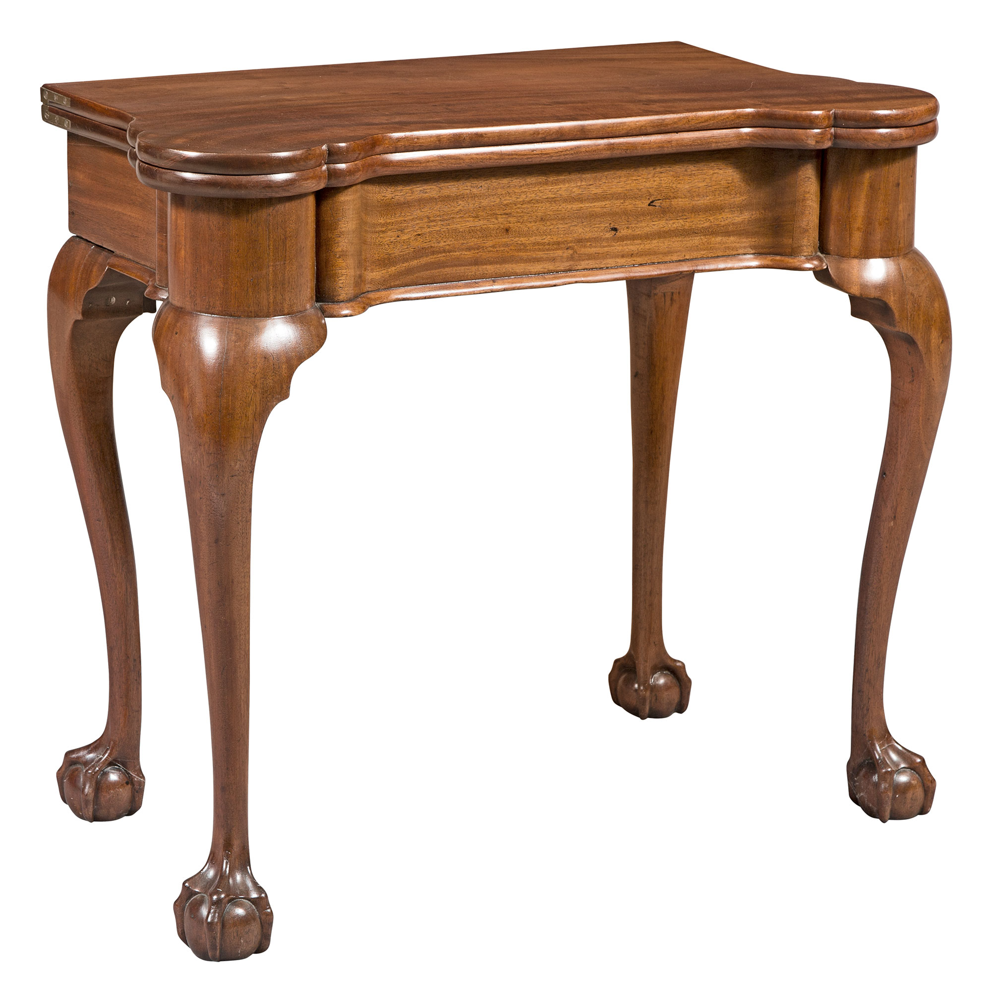 Lot image - Chippendale Mahogany Turret-Top Fold-Over Card Table