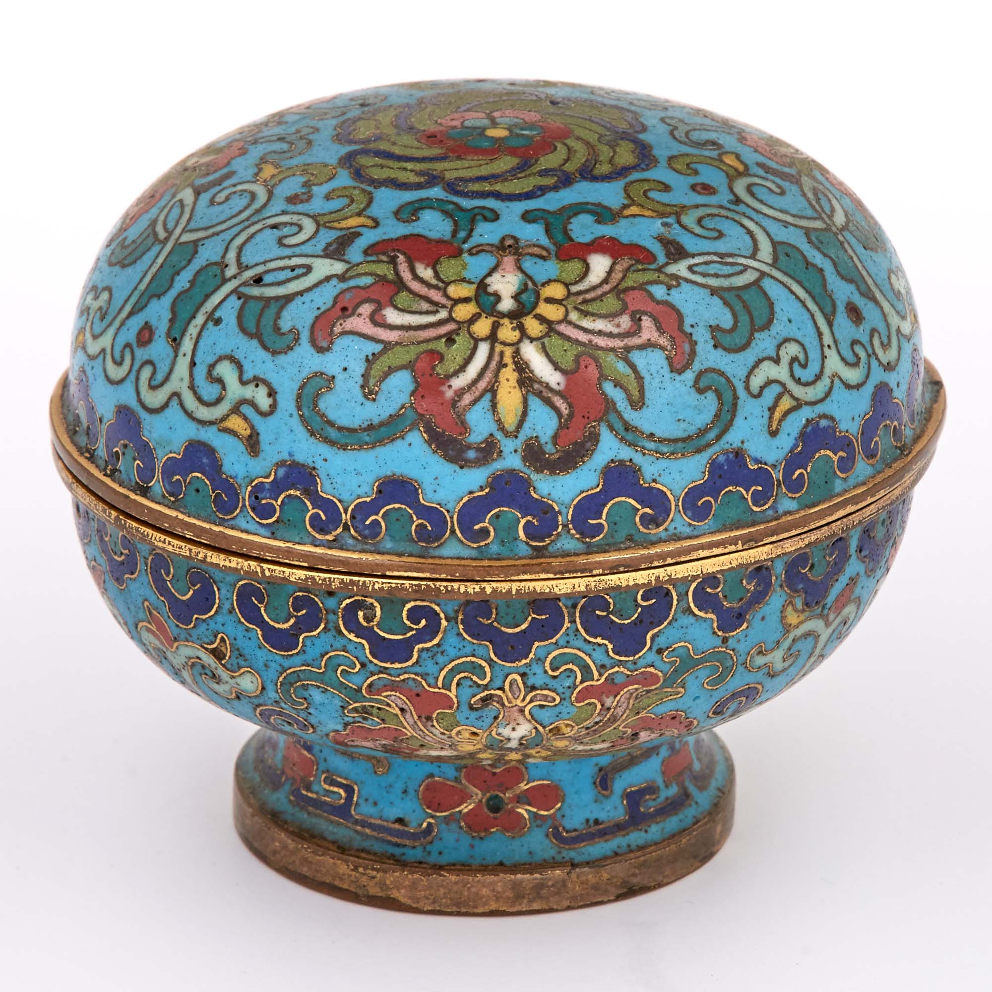 Lot image - Chinese Cloisonné Enamel Circular Box