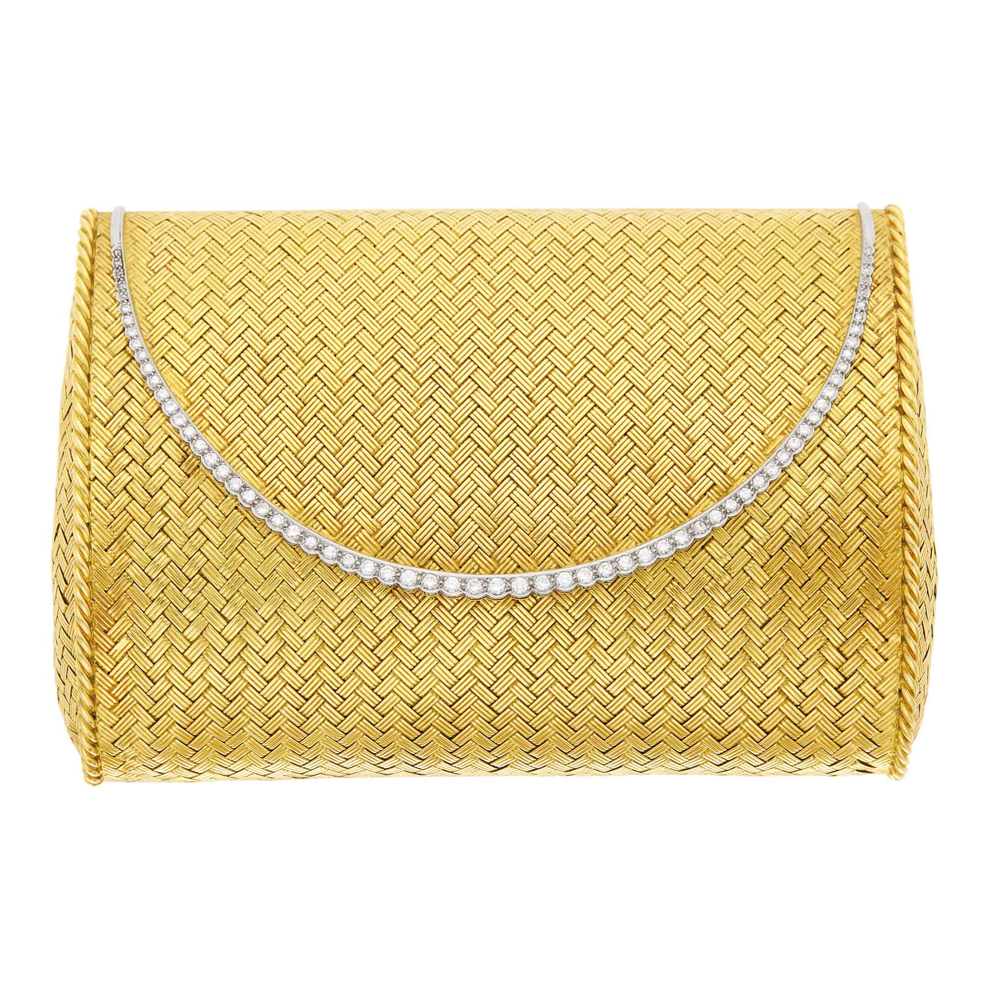 Lot image - Tiffany & Co., Schlumberger Gold, Platinum and Diamond Evening Clutch Purse, France