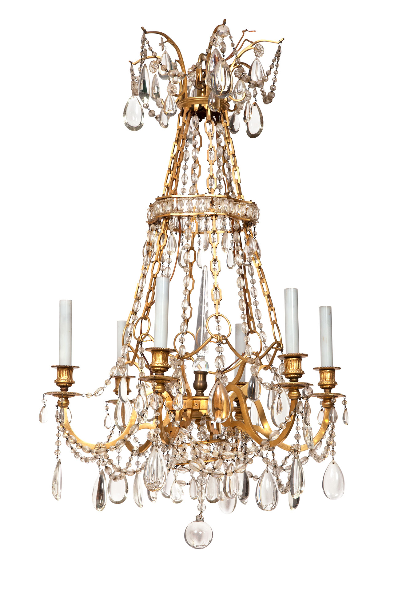 Lot image - Louis XVI Style Cut-Glass and Gilt-Metal Chandelier