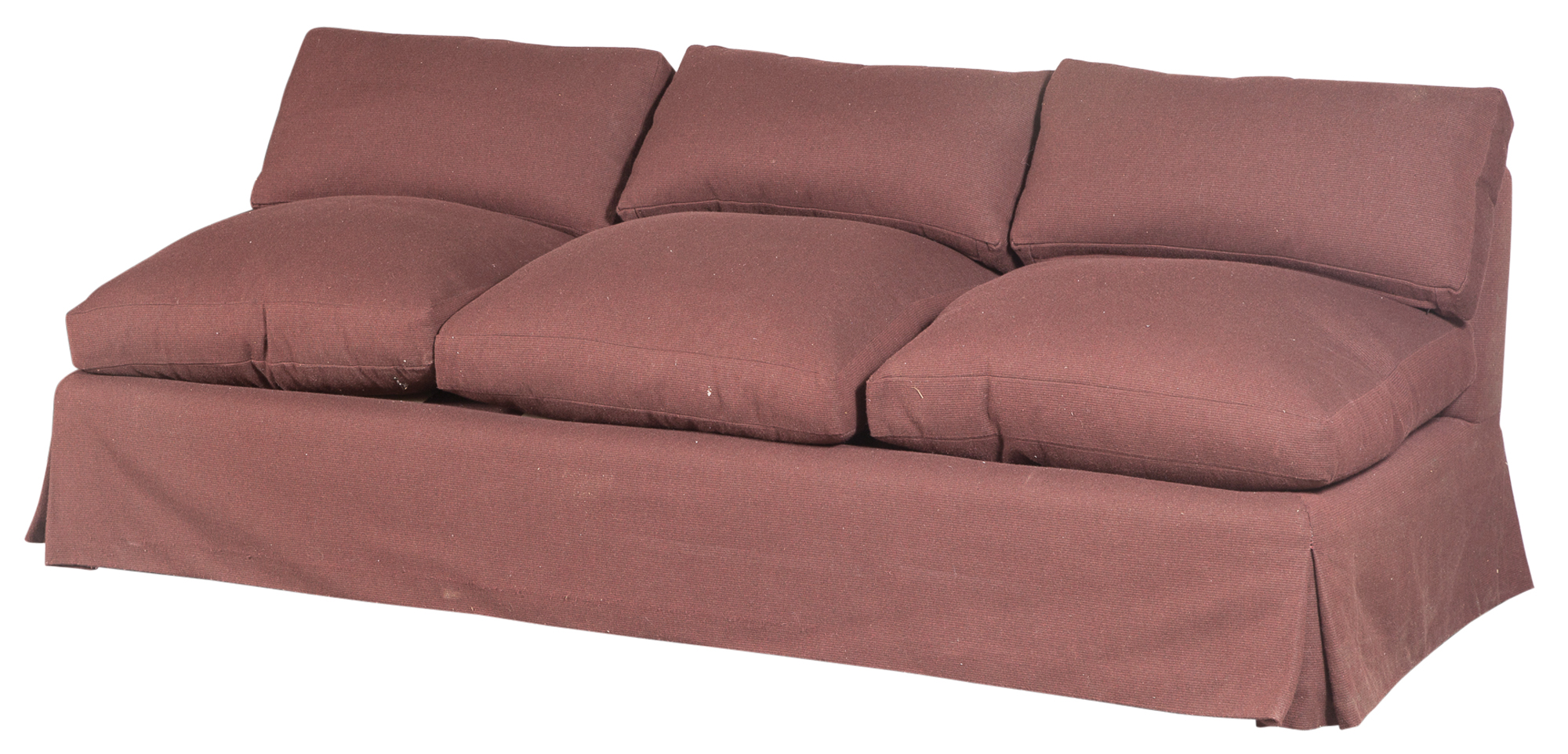 Lot image - Brown Wool-Upholstered Three-Seat Sofa