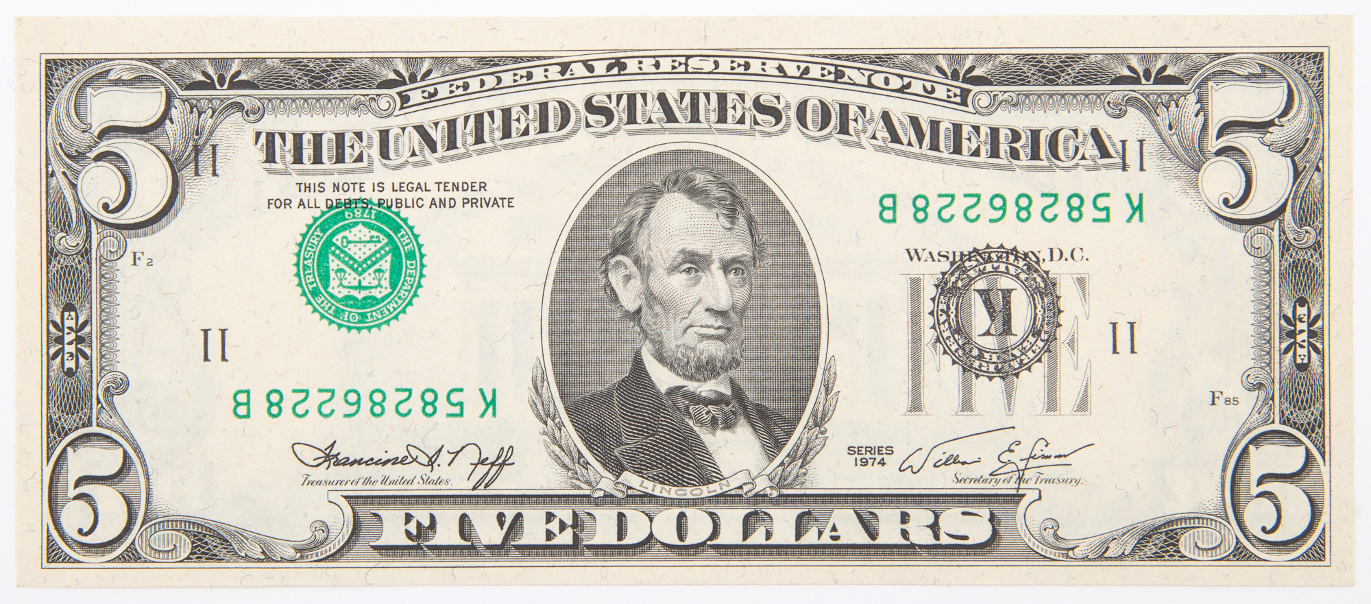 Lot image - United States 1974 Federeal Resfreve Note Dallas $5 Error Note