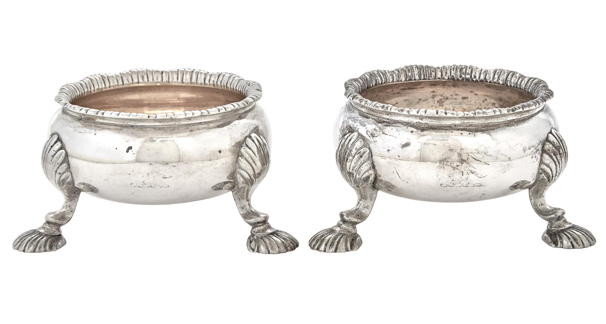 Lot image - Pair of George II Sterling Salt Cellars