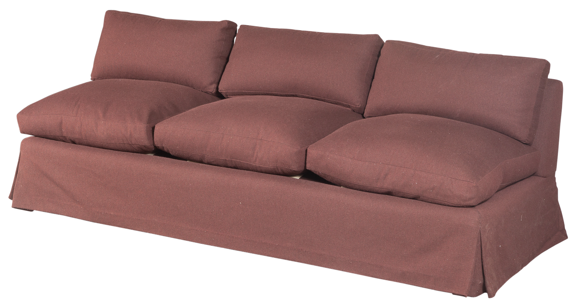 Lot image - Brown Wool-Upholstered Three-Seat Sofa