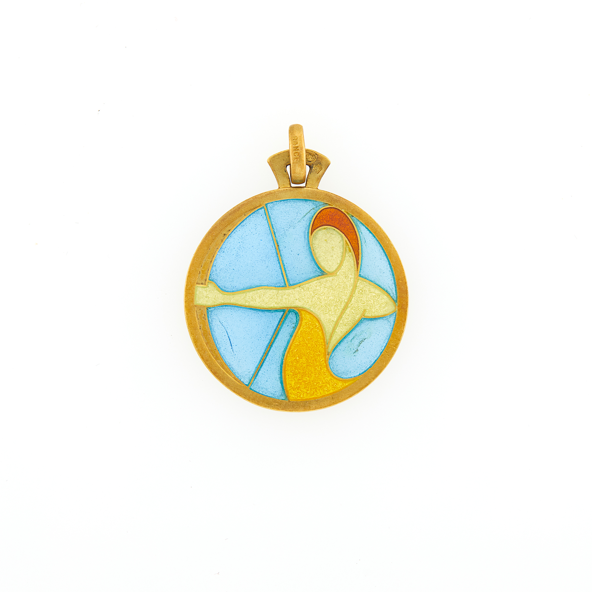 Lot image - Adrien Chobillon Gold and Plique-à-Jour Enamel Sagittarius Pendant, France