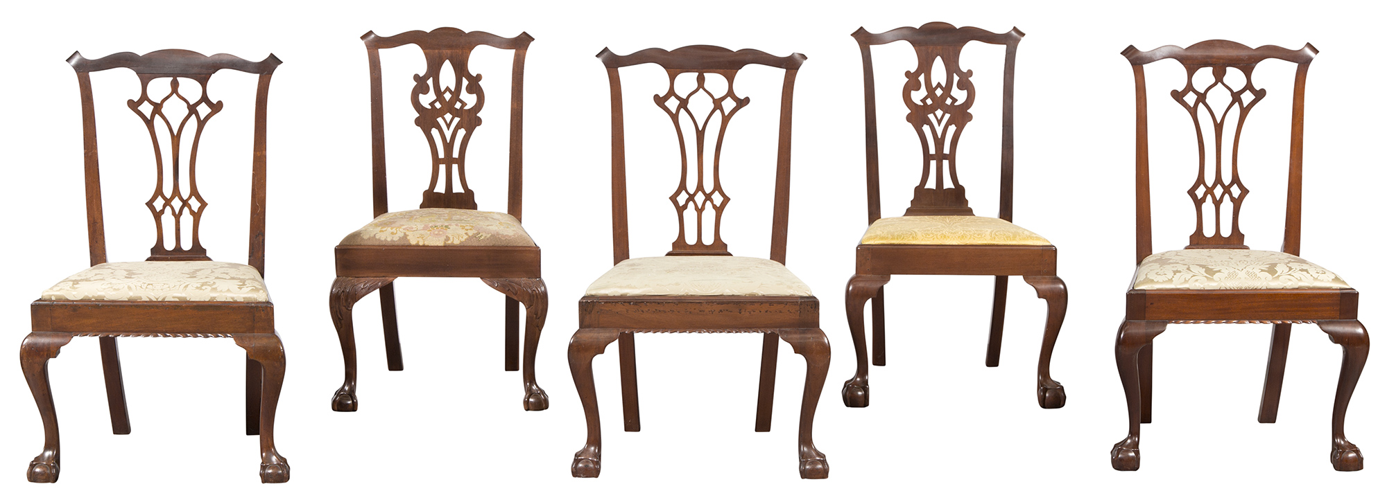 Lot image - Assembled Set of Three Chippendale Mahogany Side Chairs