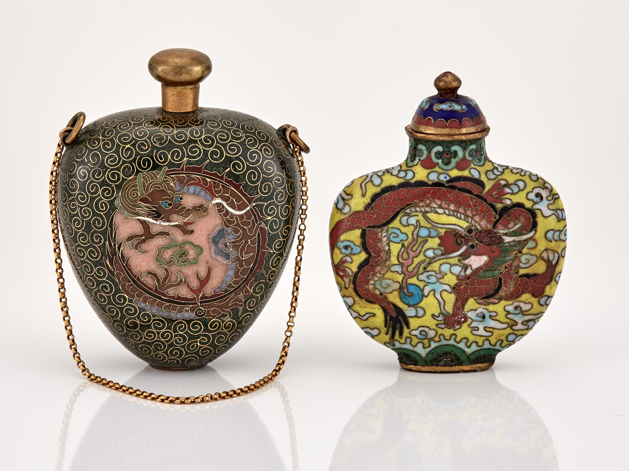Lot image - Two Chinese Cloisonne Snuff Bottles