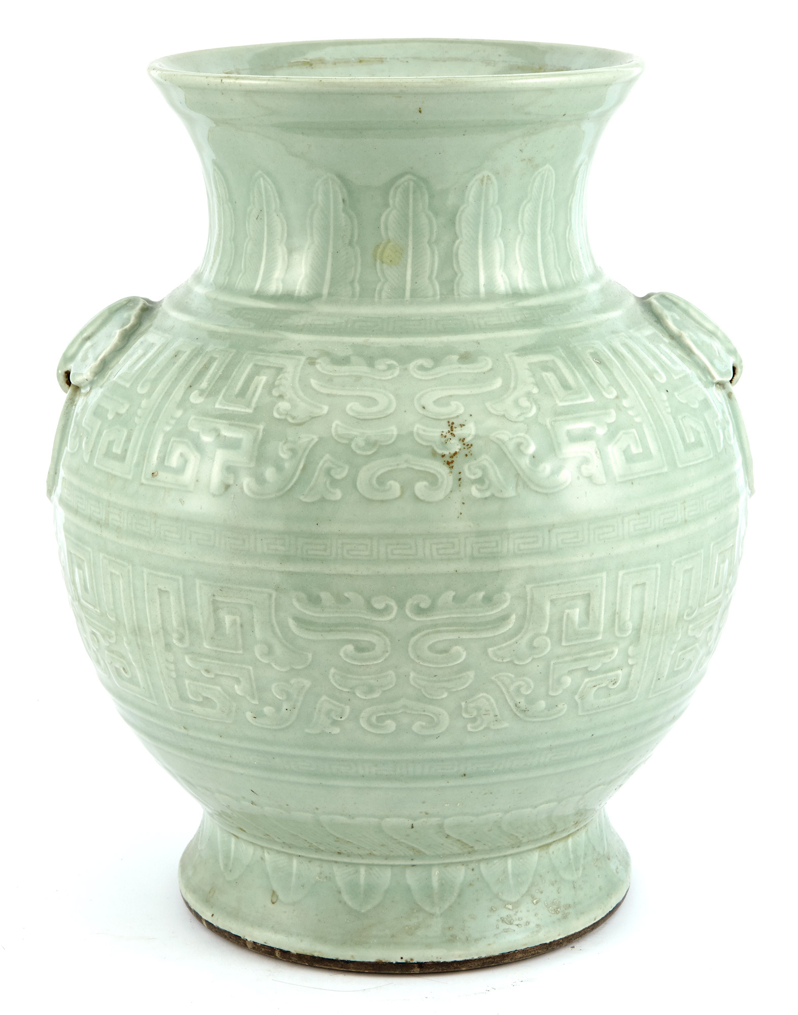 Lot image - Chinese Celadon Ground Porcelain Large Vase