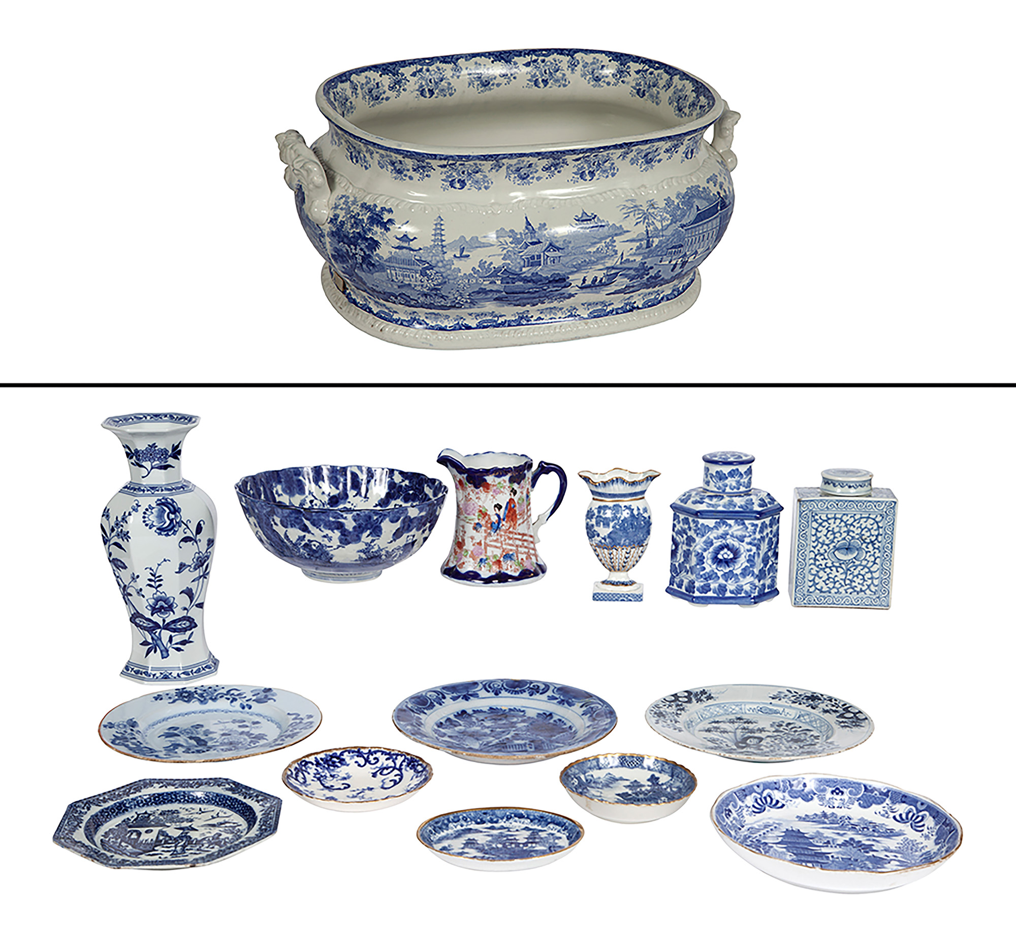 Lot image - Group of Blue and White Ceramic Articles