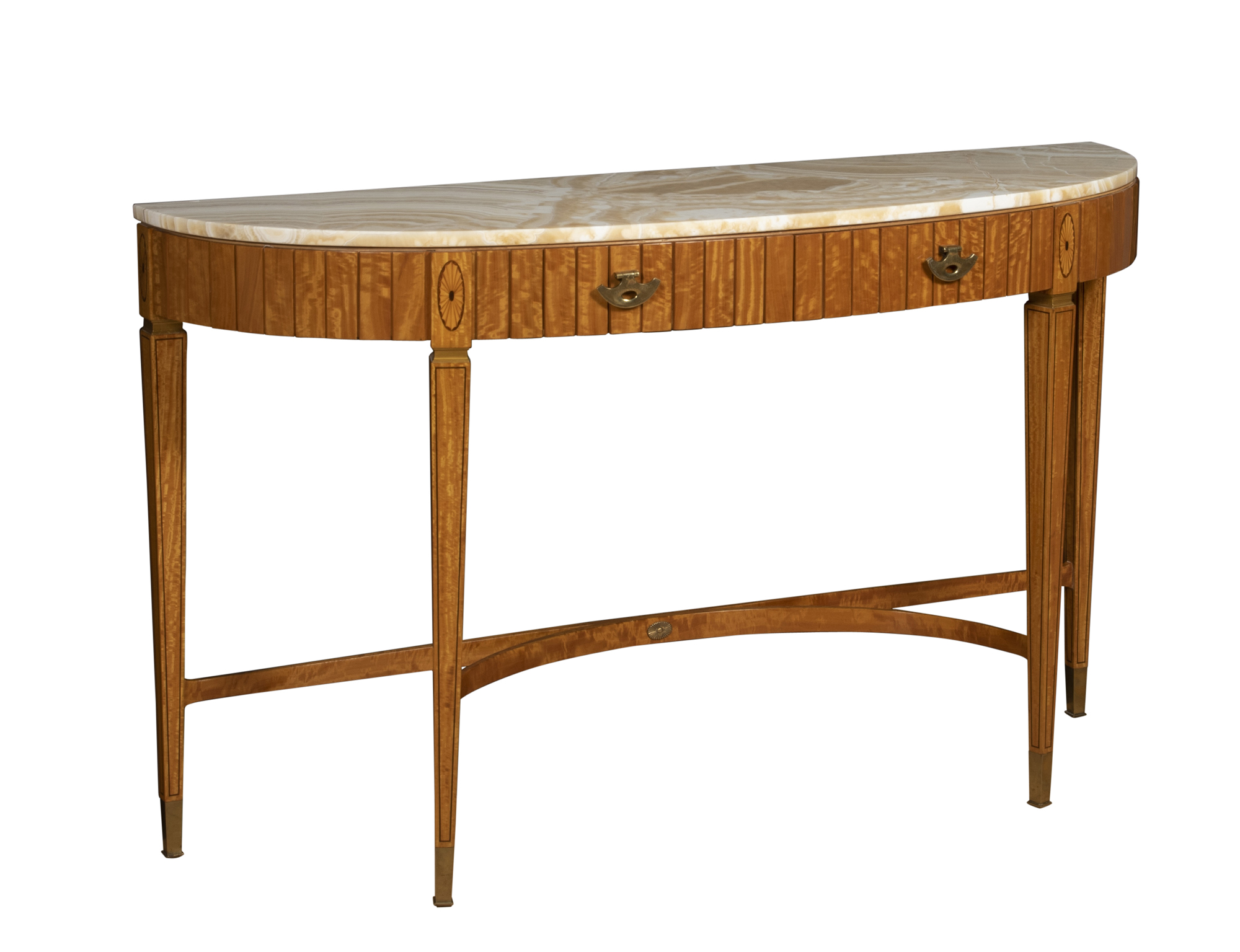 Lot image - George III Style Marble Top Lacquered Satinwood Console Table