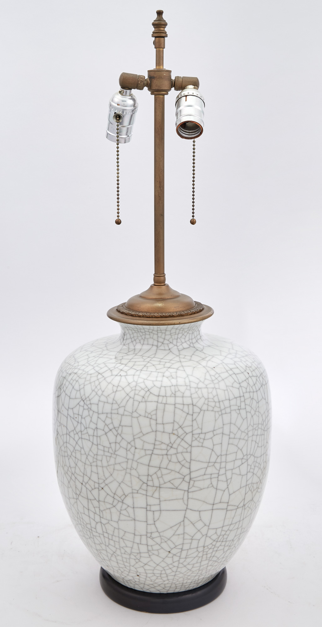 Lot image - Chinese Song Style Crackle-Glazed Vase Mounted as Lamp