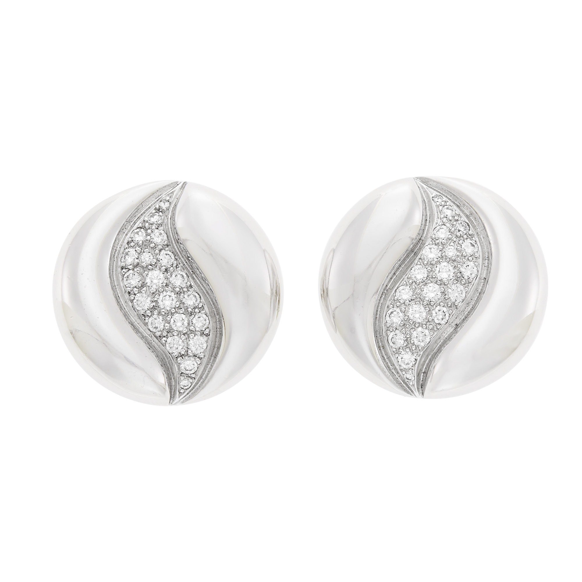 Lot image - Gubelin Pair of White Gold and Diamond Earclips