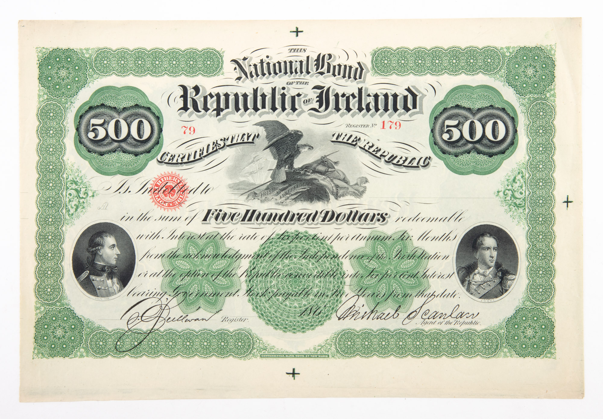 Lot image - Republic of Ireland Fenian Brotherhood Five Hundred Dollar Bond