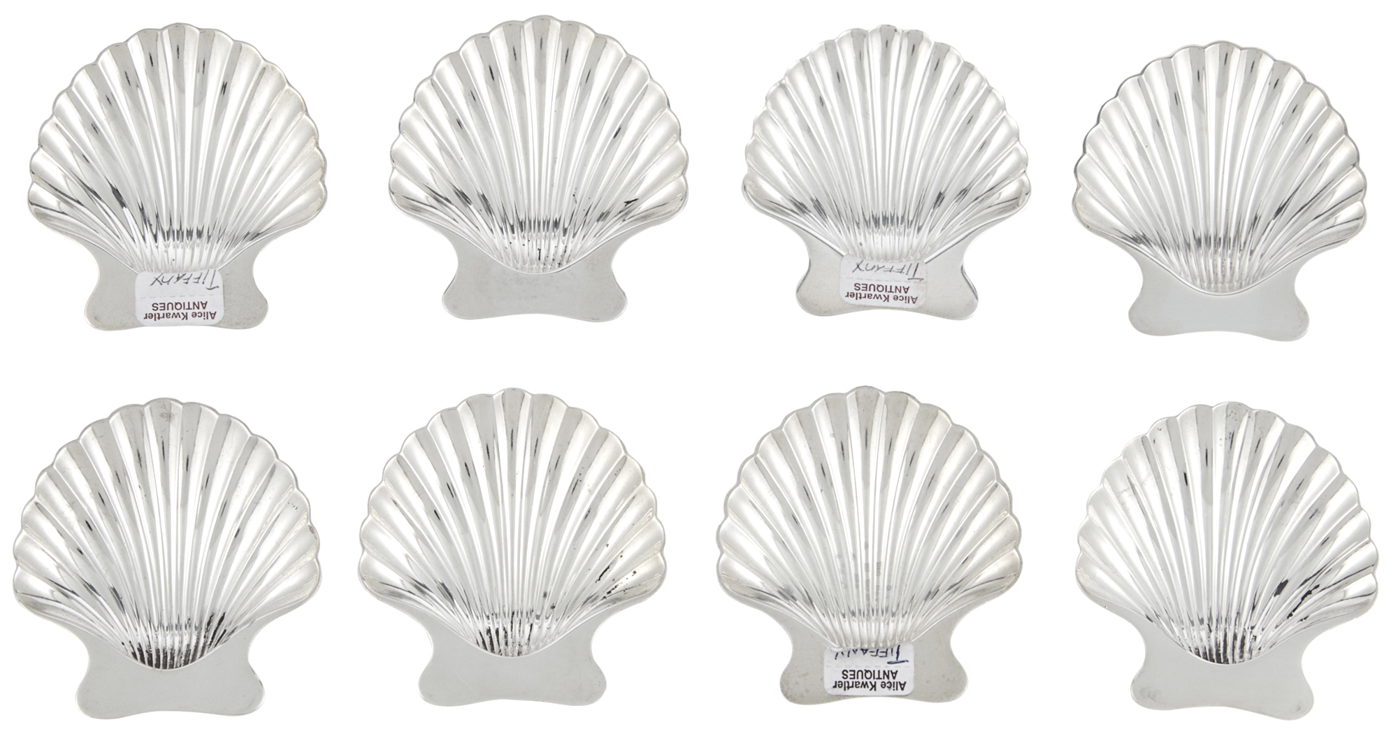 Lot image - Set of Eight Tiffany & Co. Sterling Silver Shell Form Nut Dishes