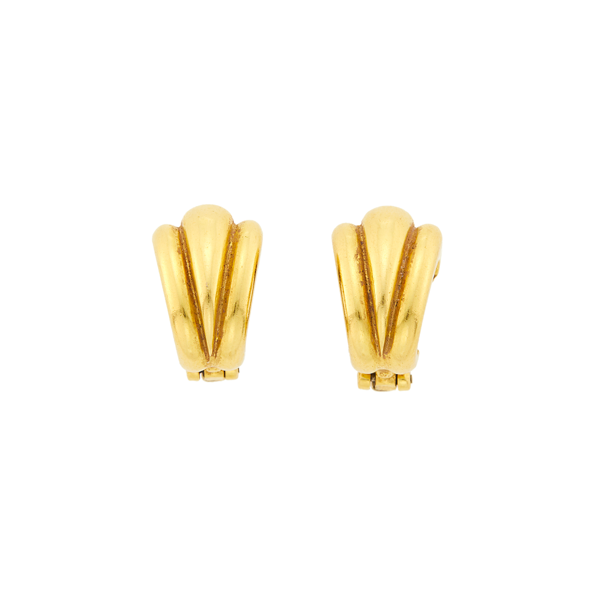 Lot image - Tiffany & Co. Pair of Fluted Gold Hoop Earclips