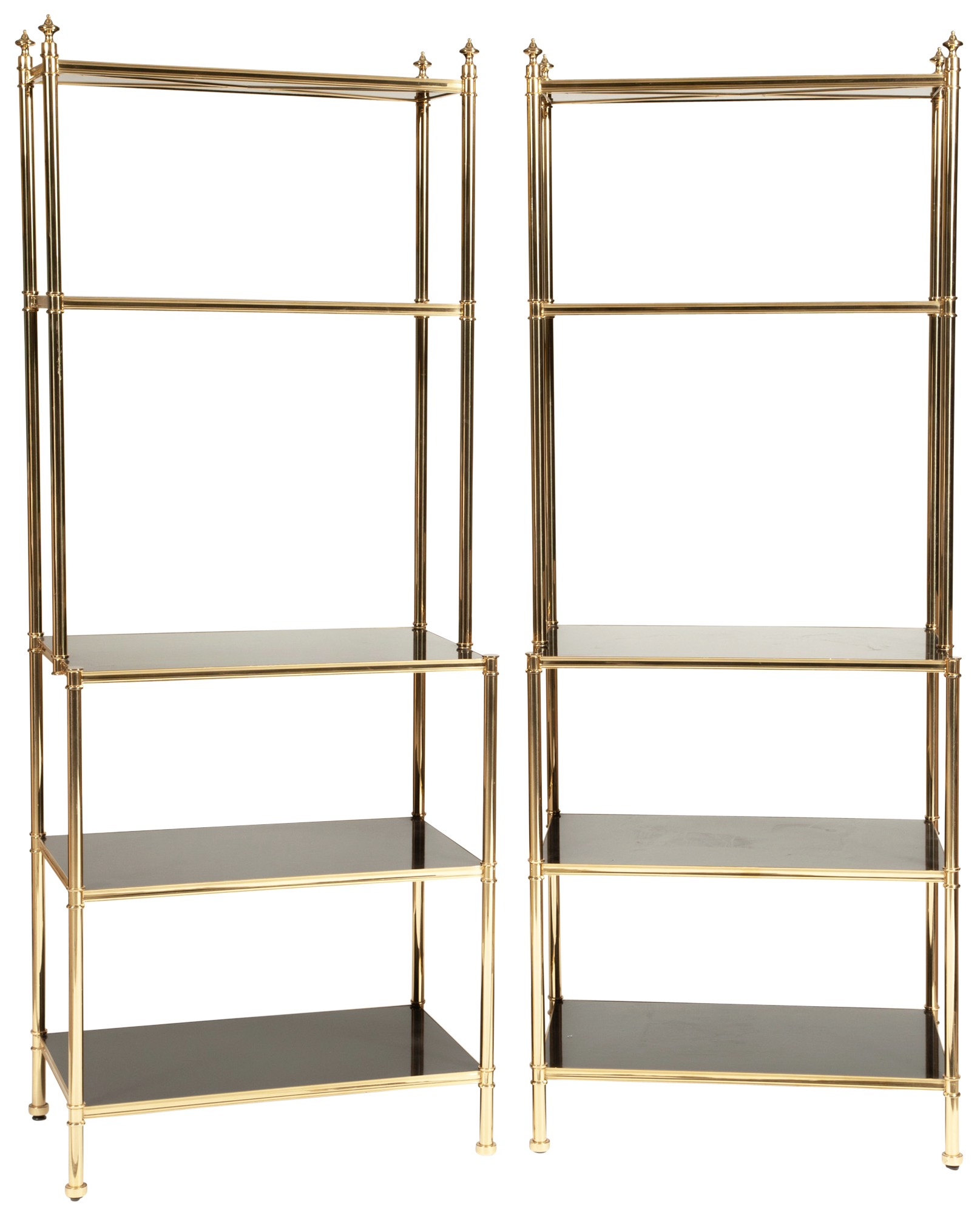 Lot image - Pair of Brass and Glass Étagères