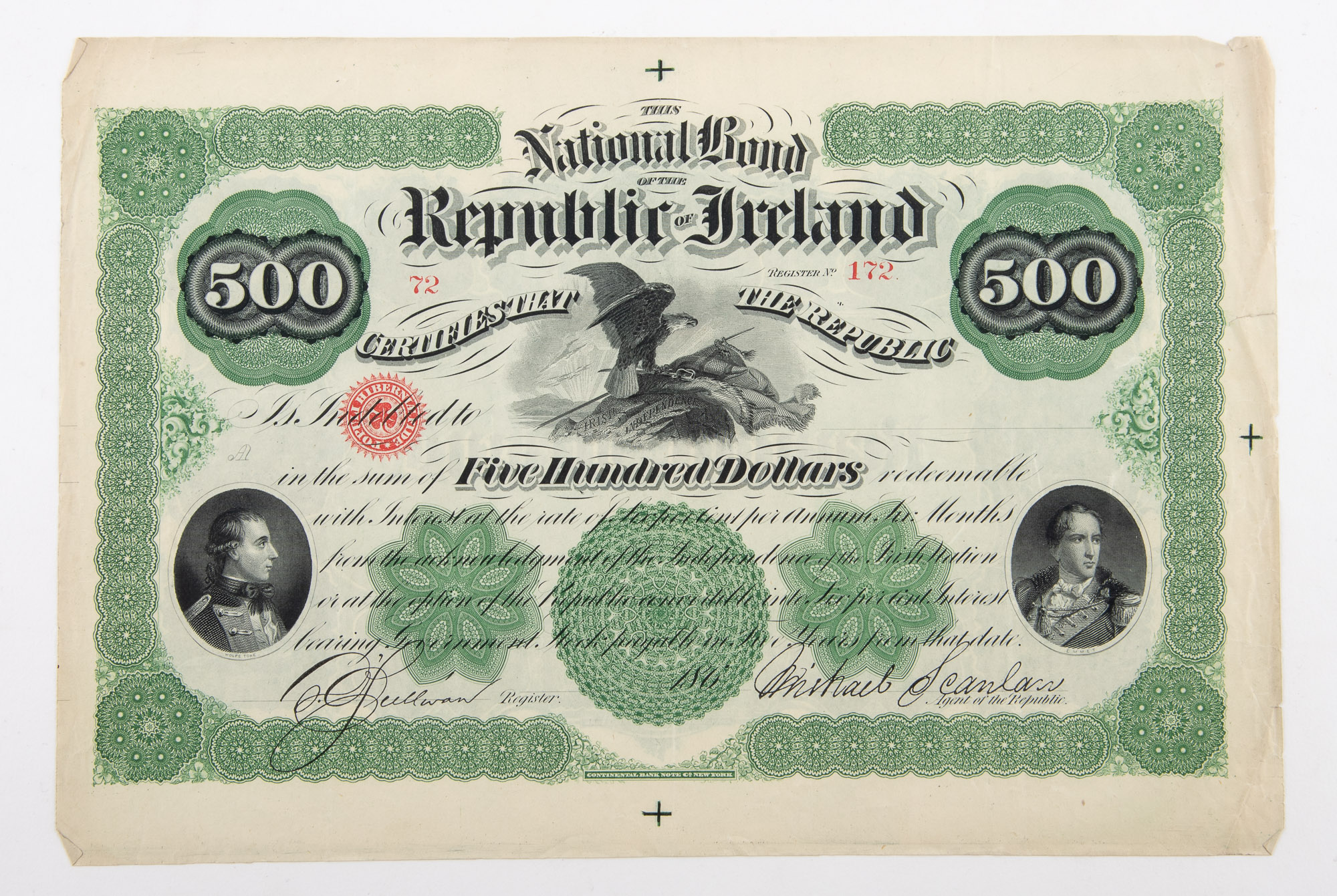 Lot image - Republic of Ireland Fenian Brotherhood Five Hundred Dollar Bond