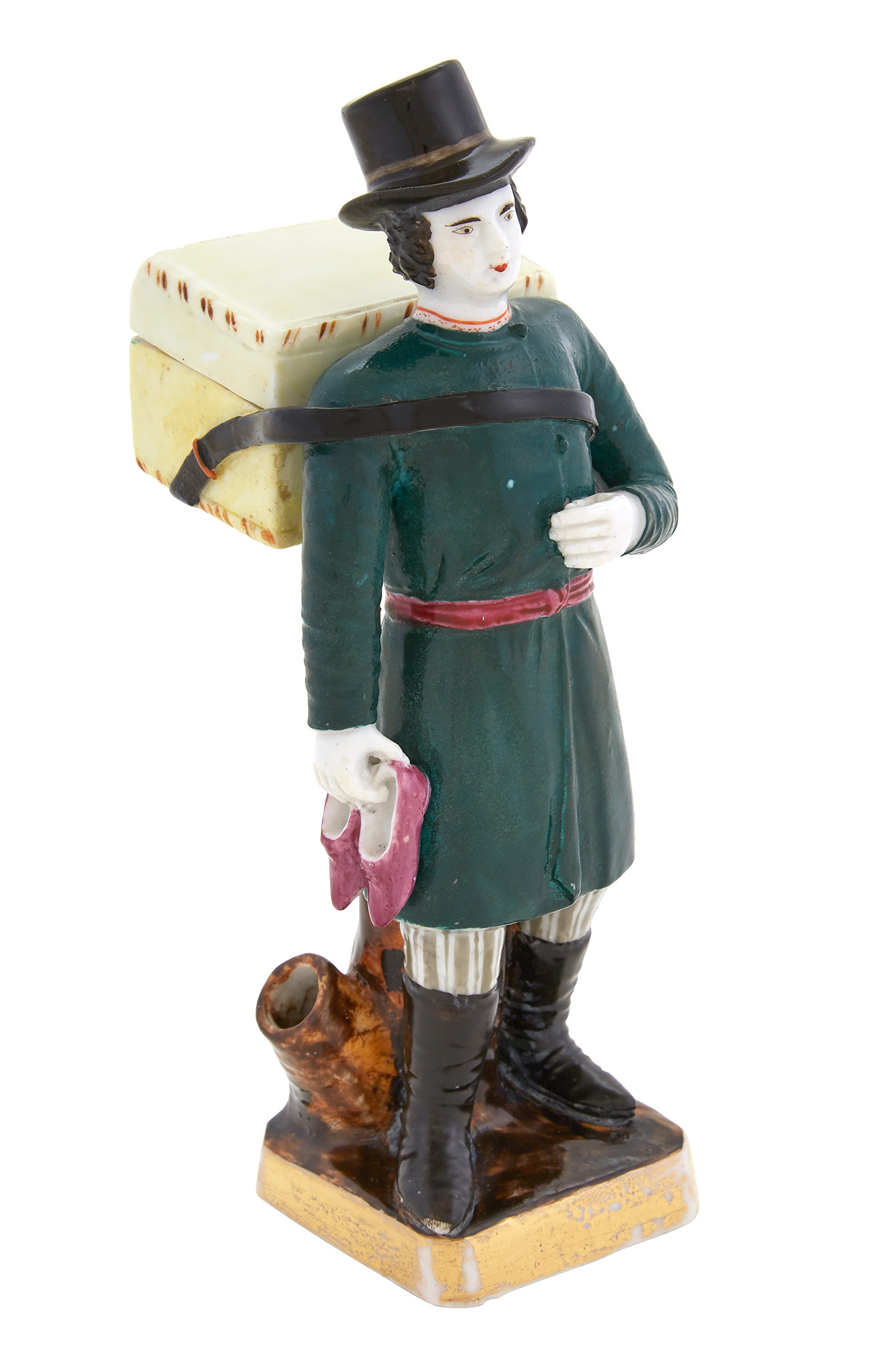 Lot image - Russian Porcelain Figure of a Shoe Vendor