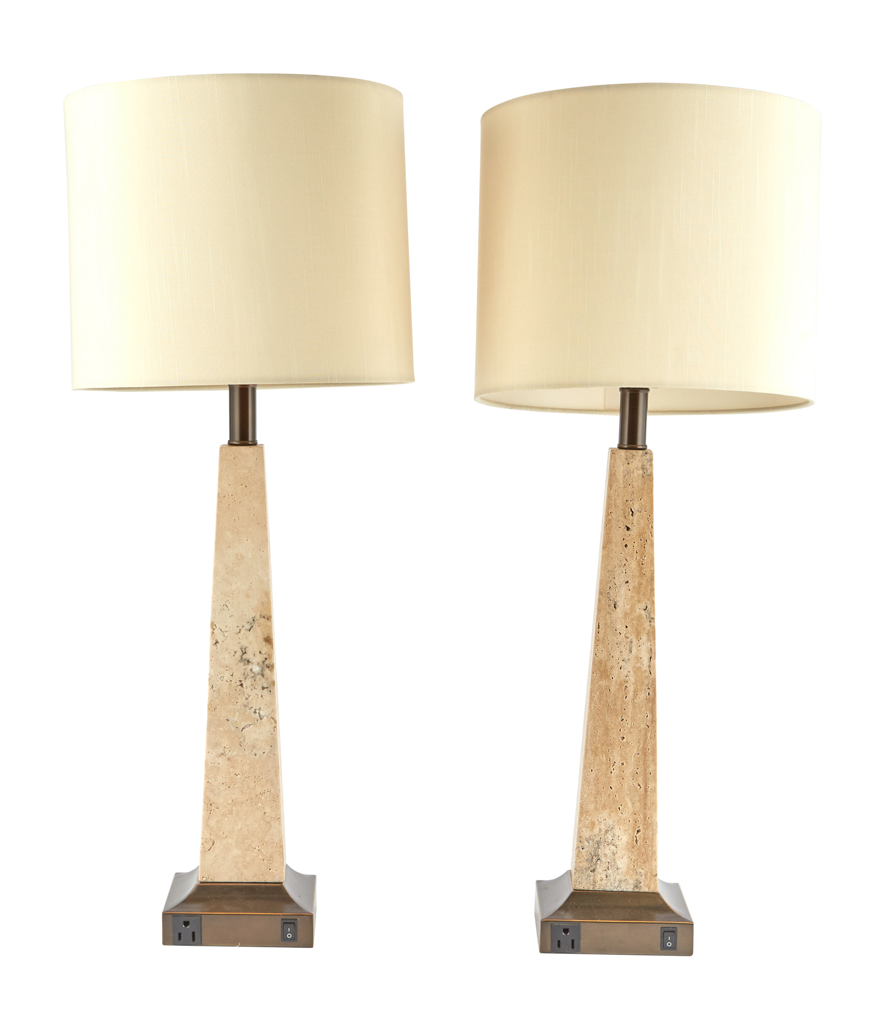 Lot image - Pair of Stone Table Lamps