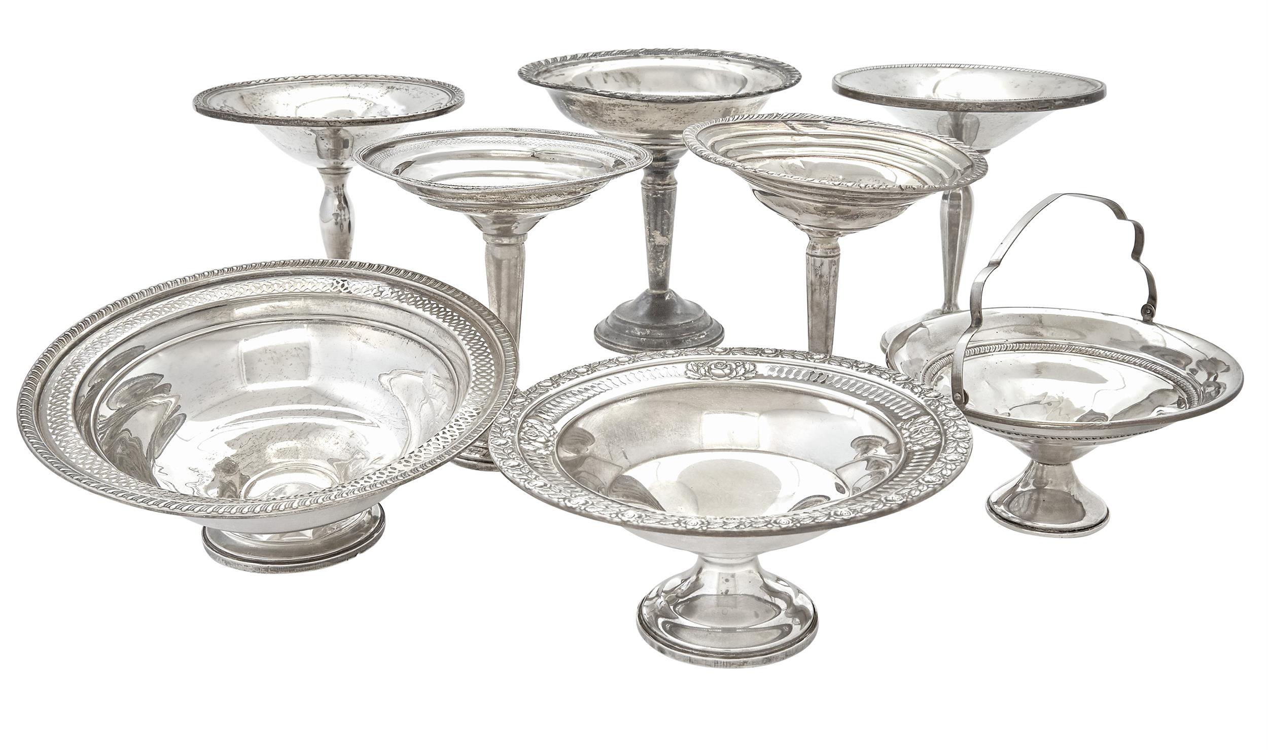 Lot image - Group of Eight American Sterling Silver Bowls and Compotes