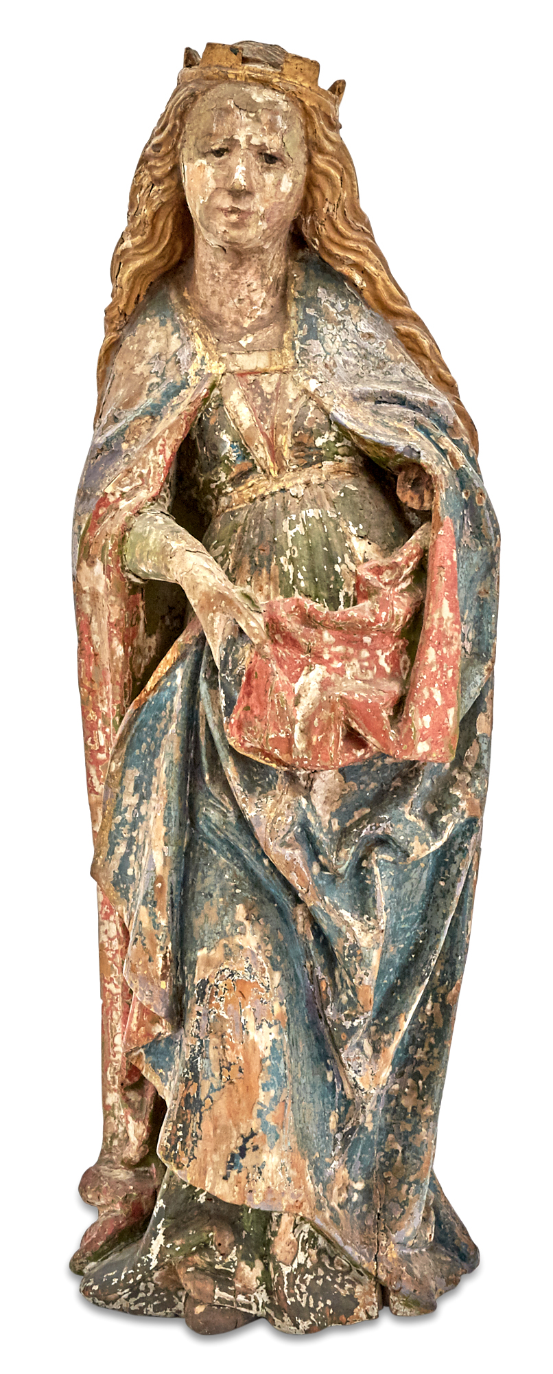 Lot image - Northern European Polychrome Painted Wood Figure of Saint Veronica