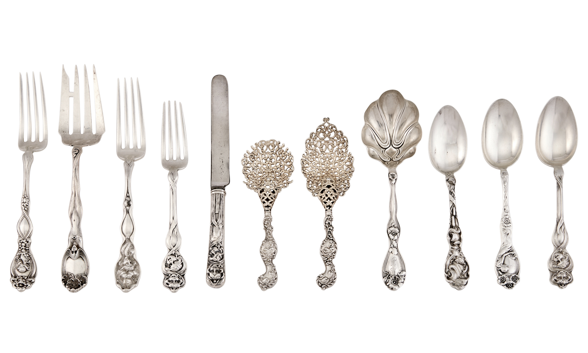 Lot image - Group of Unger Bros. Sterling Silver Flatware