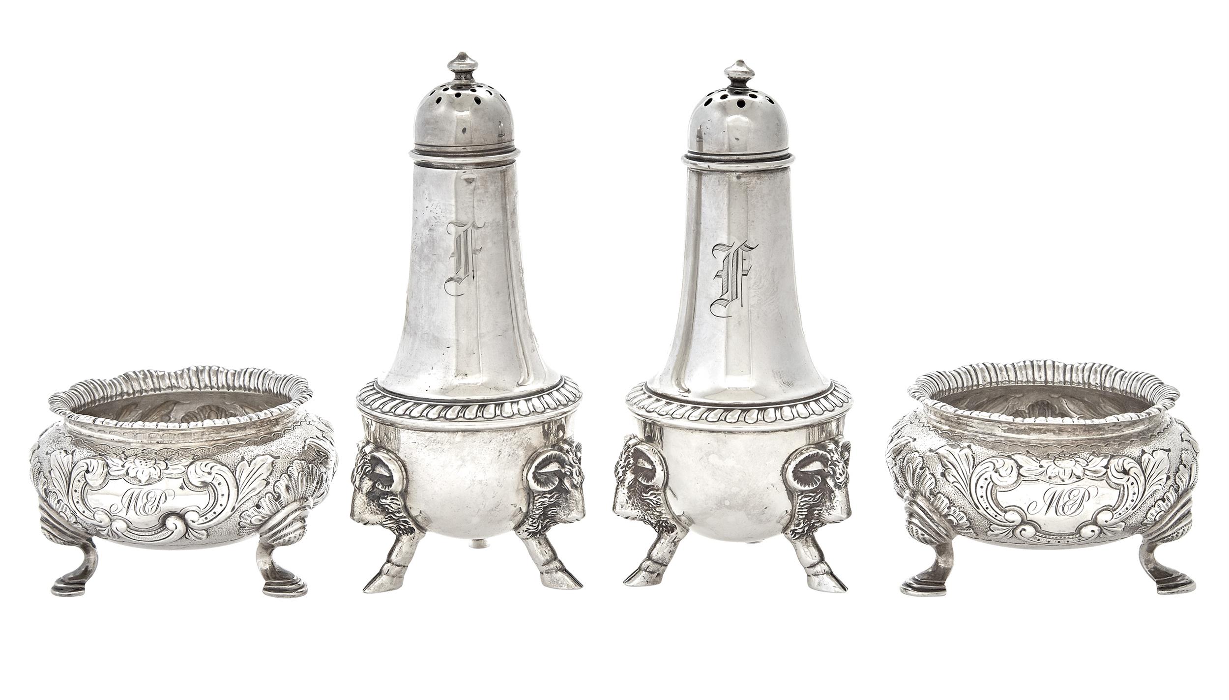 Lot image - Pair of American Coin Silver Open Salt Cellars