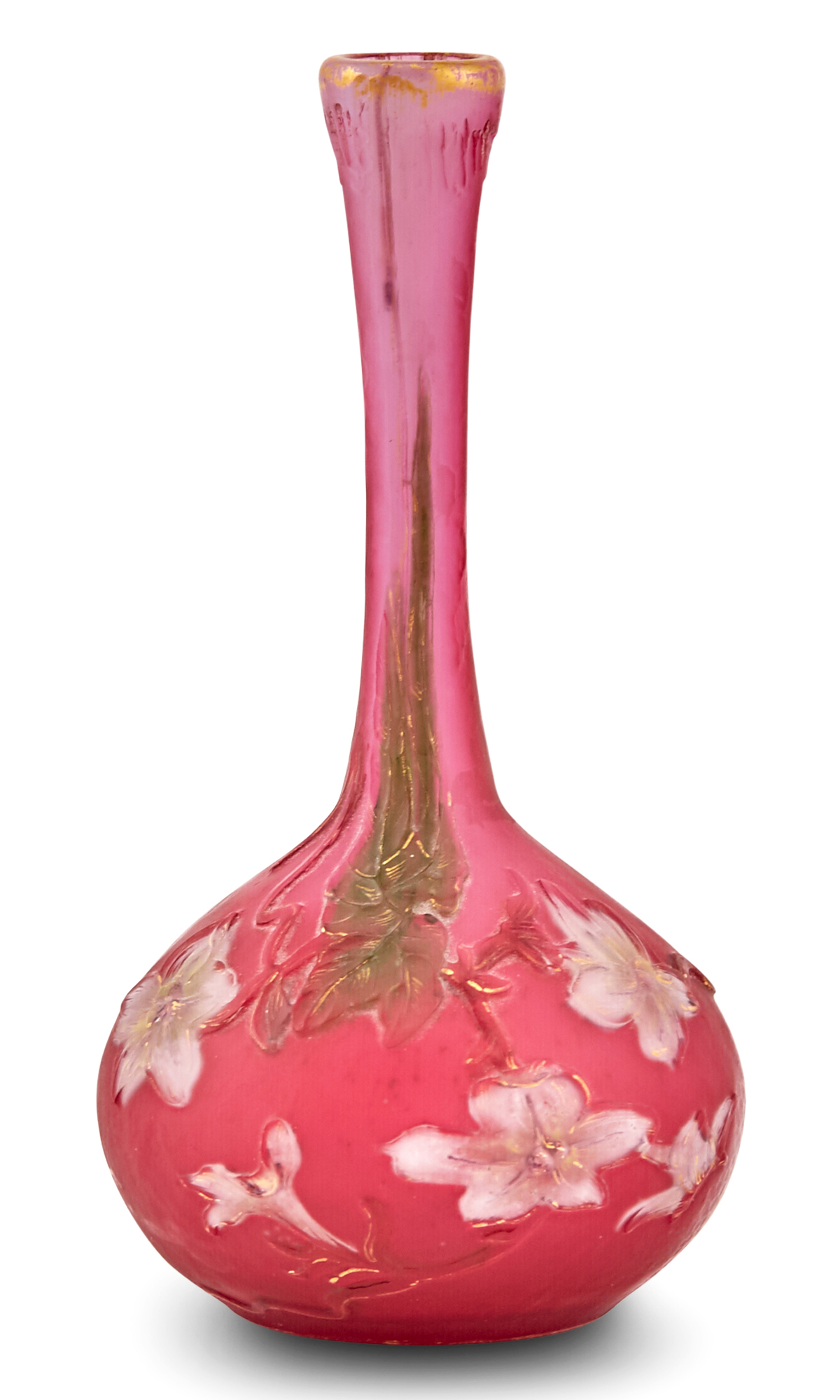 Lot image - Burgun, Schverer & Cie. (Desiré Christian) Art Nouveau Wheel-Carved and Internally Decorated Cameo Glass Cabinet Vase