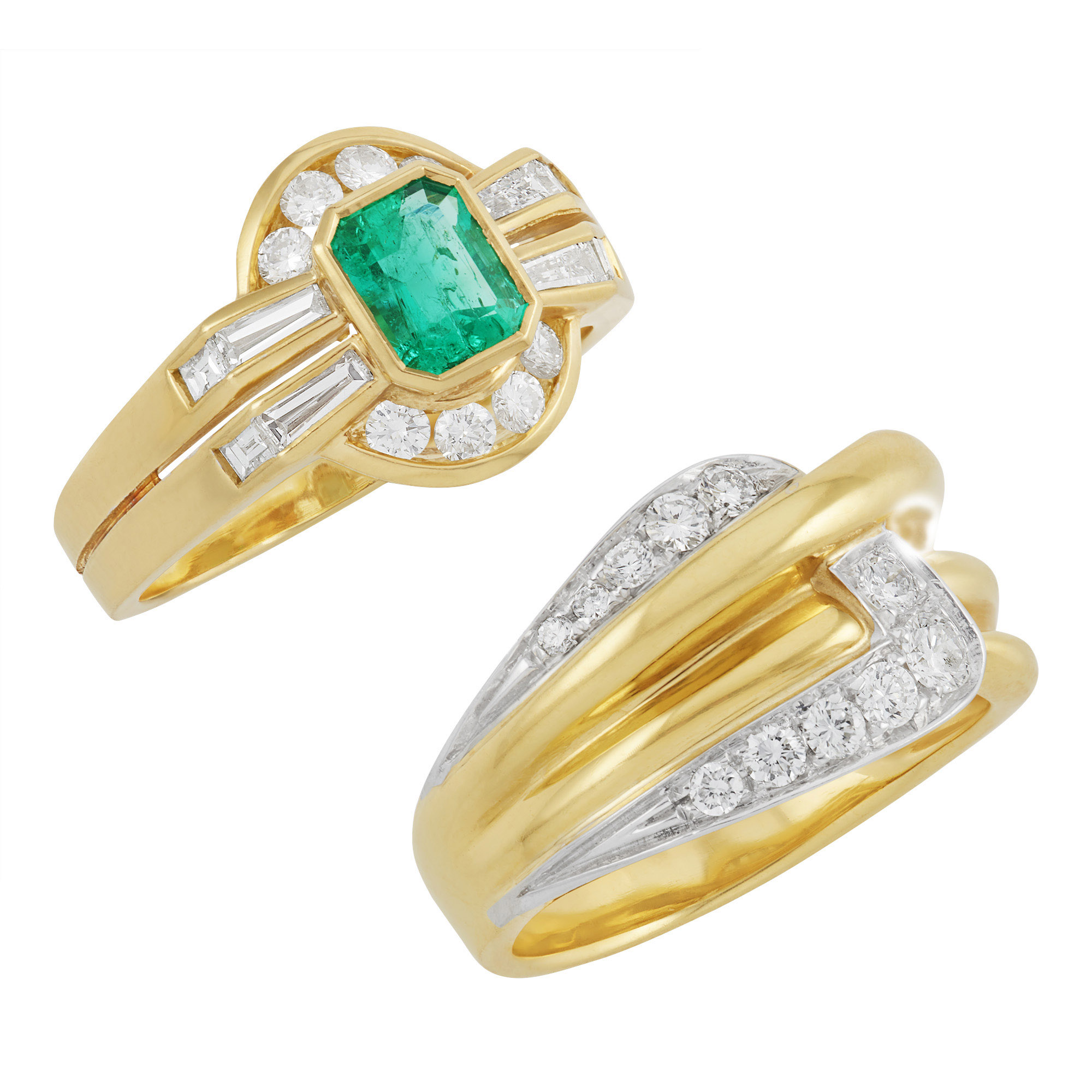 Lot image - Two Gold, Diamond and Emerald Rings, Damiani