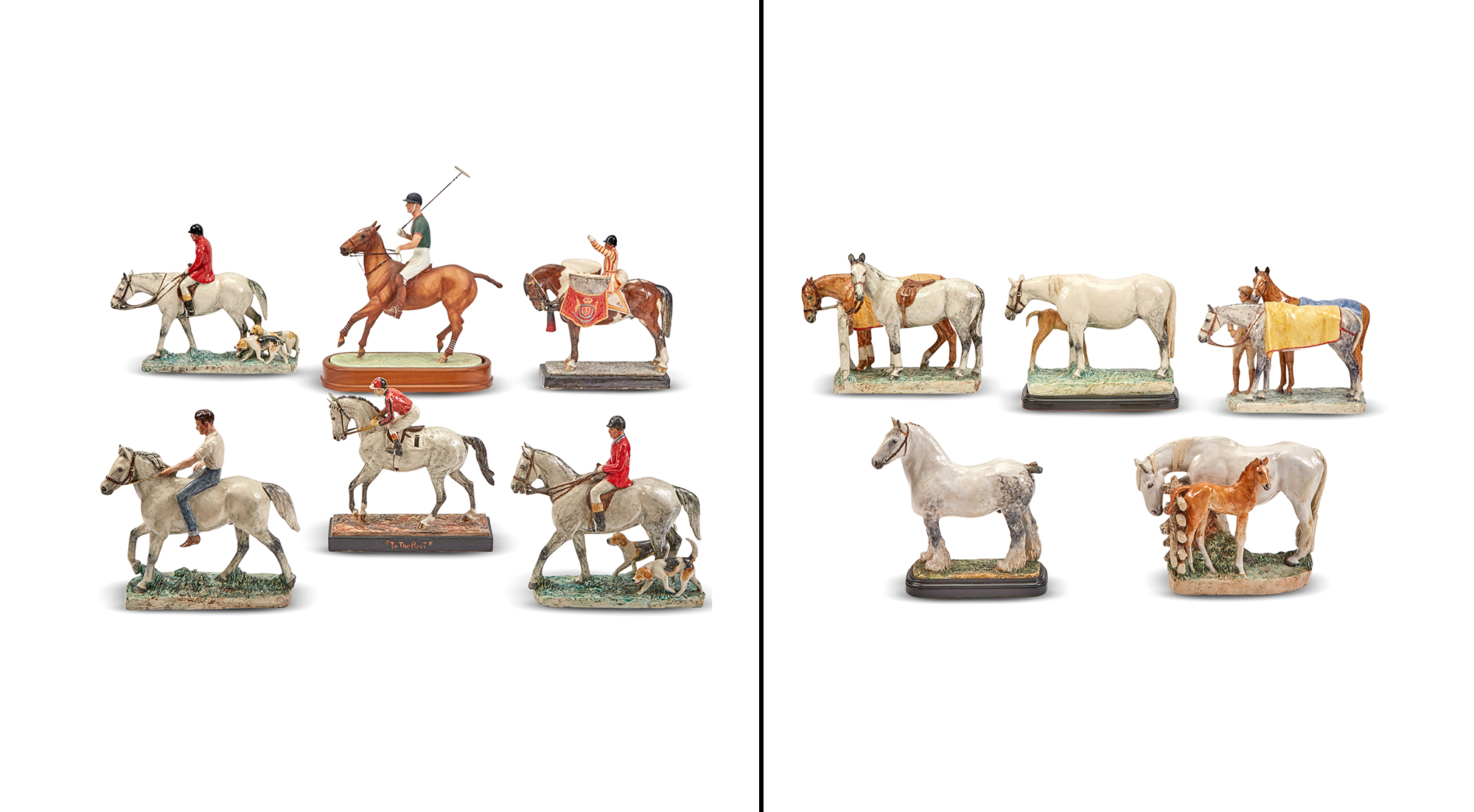 Lot image - Group of Ceramic Equestrian Groups