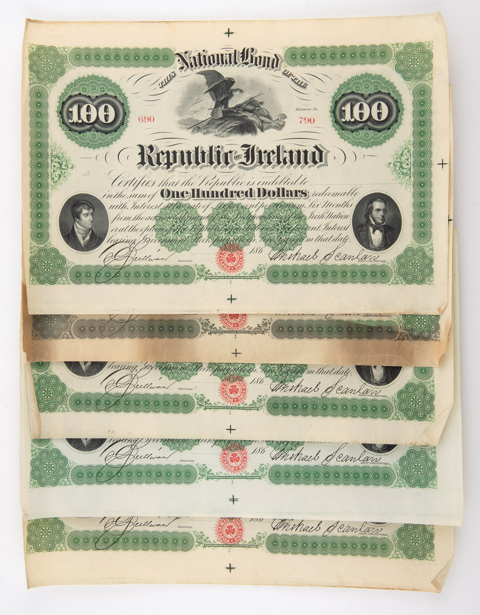 Lot image - Republic of Ireland Fenian Brotherhood One Hundred Dollar Bond Group