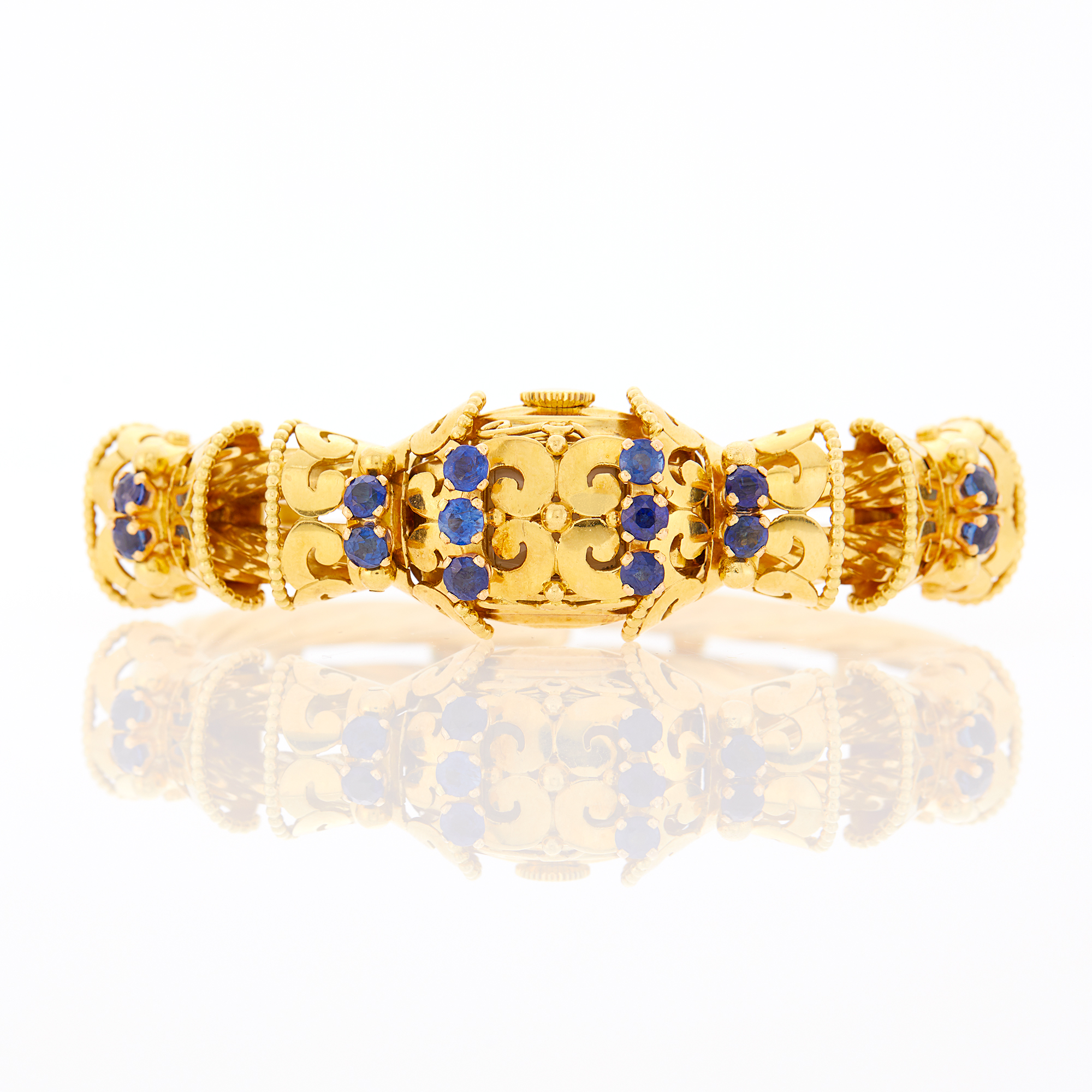 Lot image - Gubelin Gold and Sapphire Bangle-Watch