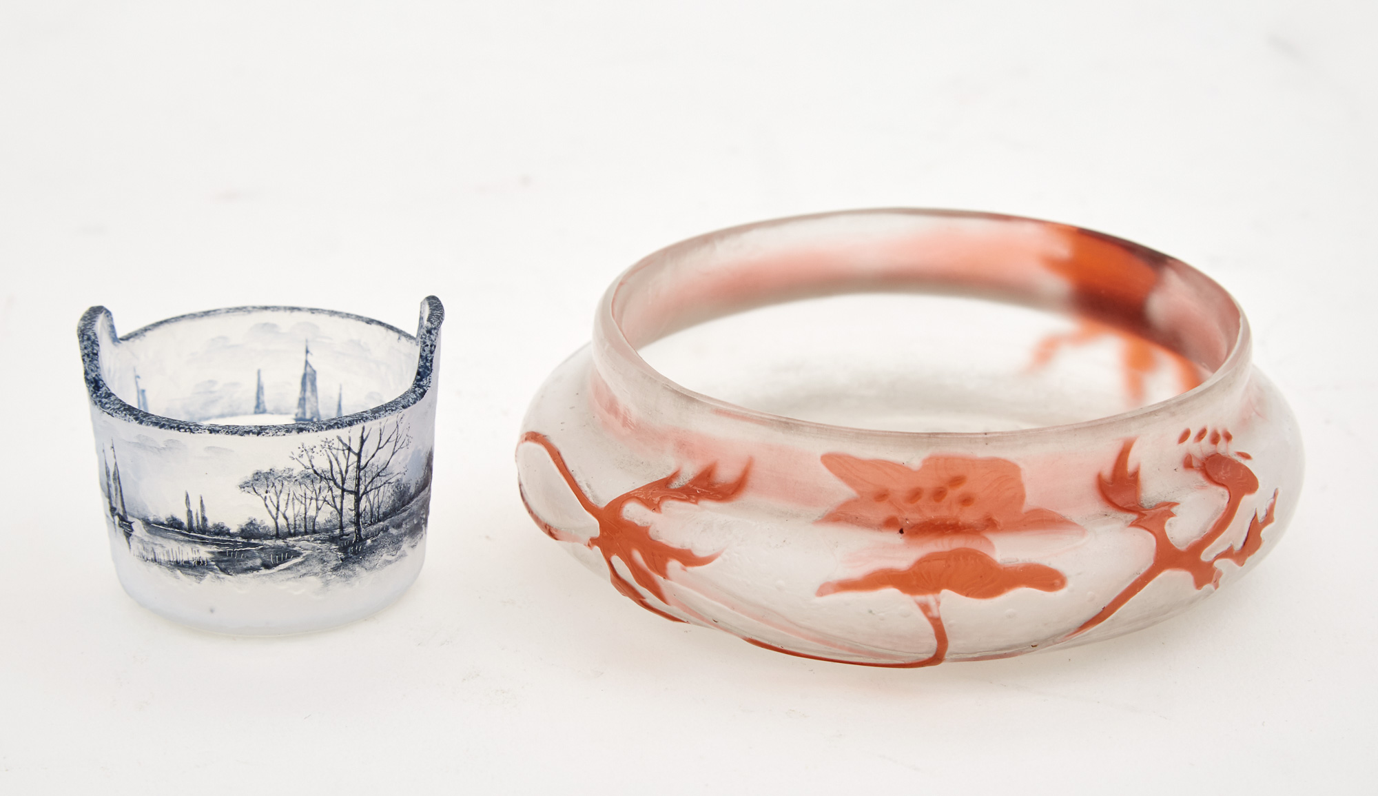 Lot image - Gallé Acid-Etched and Fire Polished Floral Decorated Cameo Glass Low Bowl