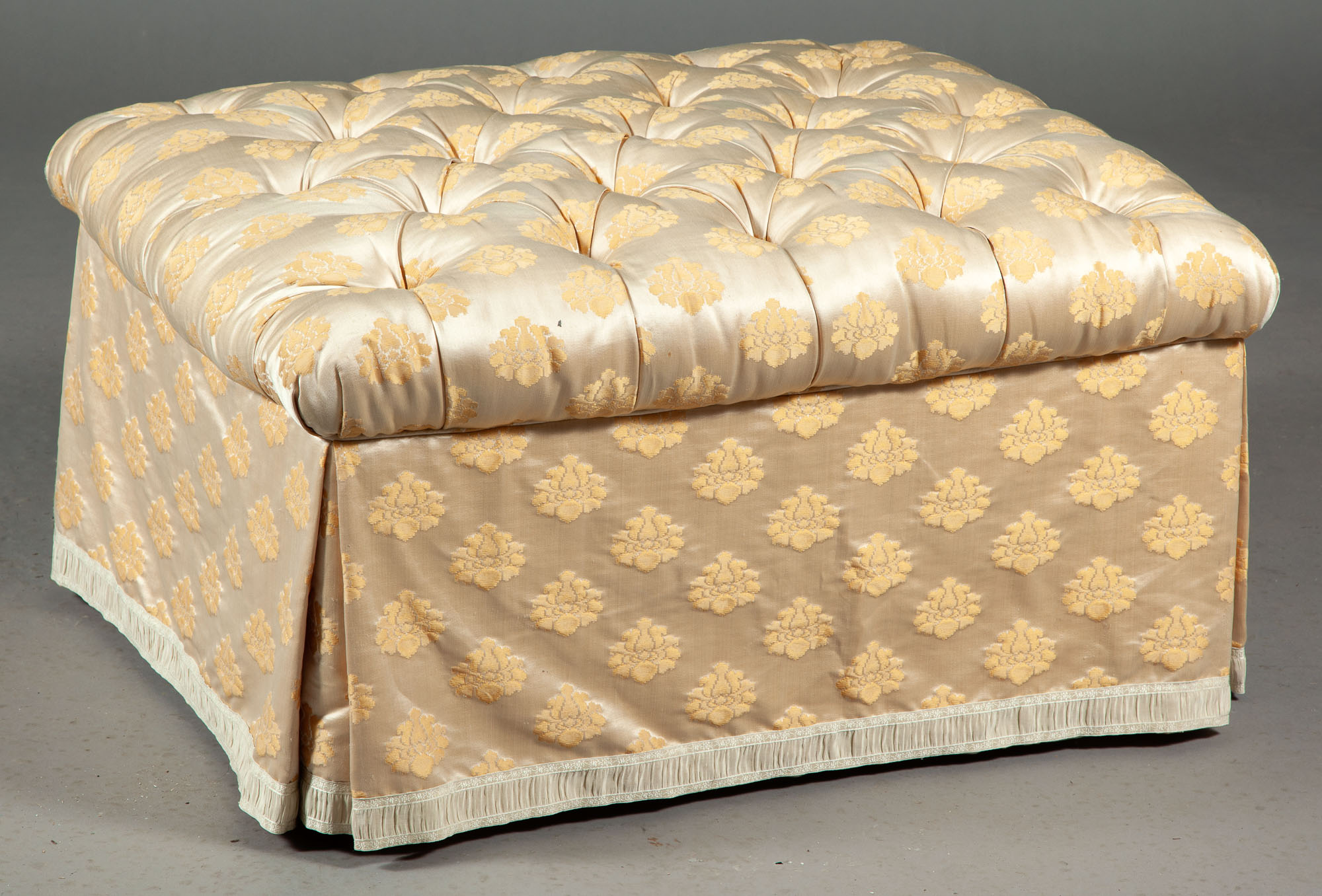 Lot image - Beige Silk-Upholstered Ottoman