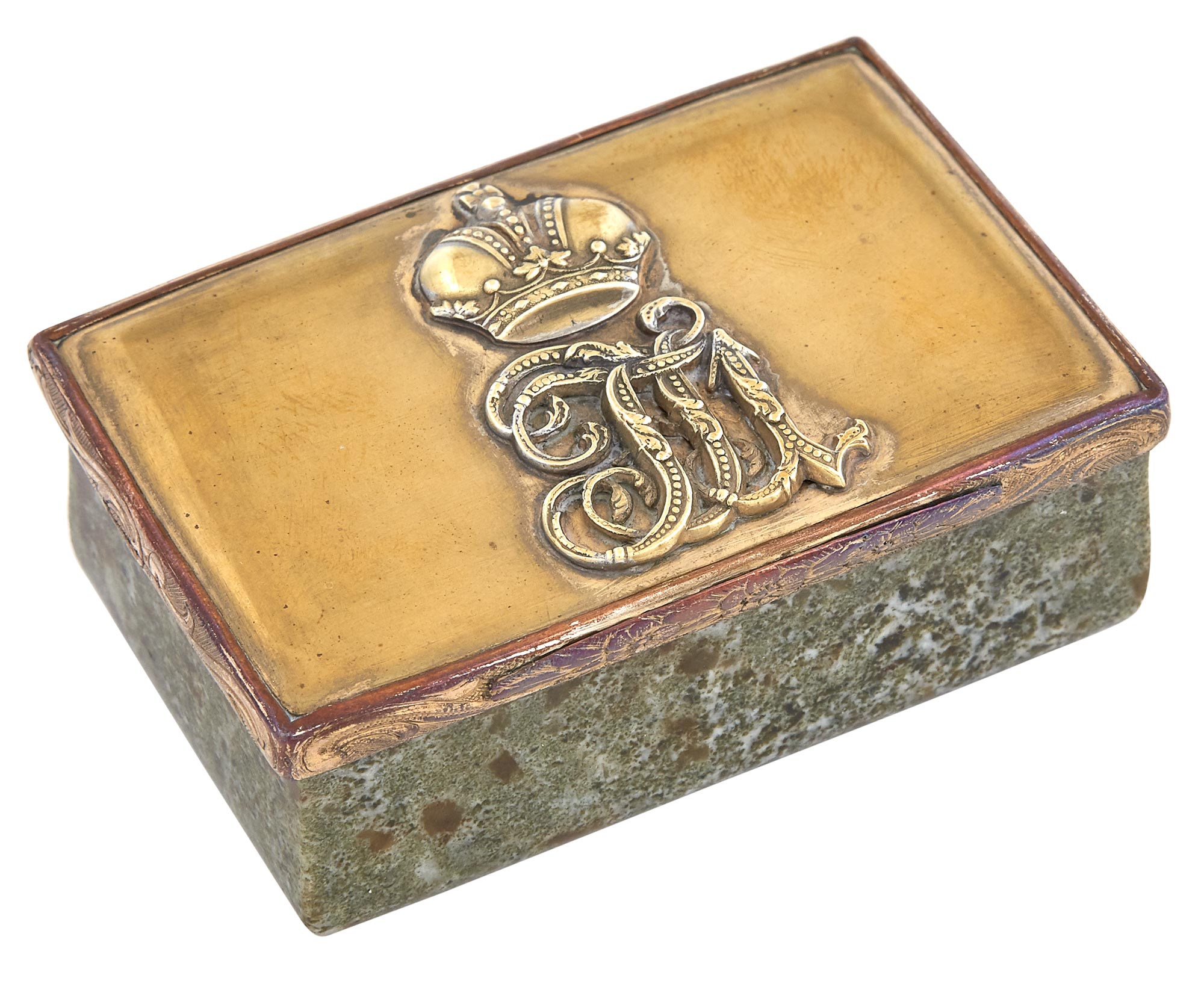 Lot image - Continental Brass-Mounted Hardstone Box