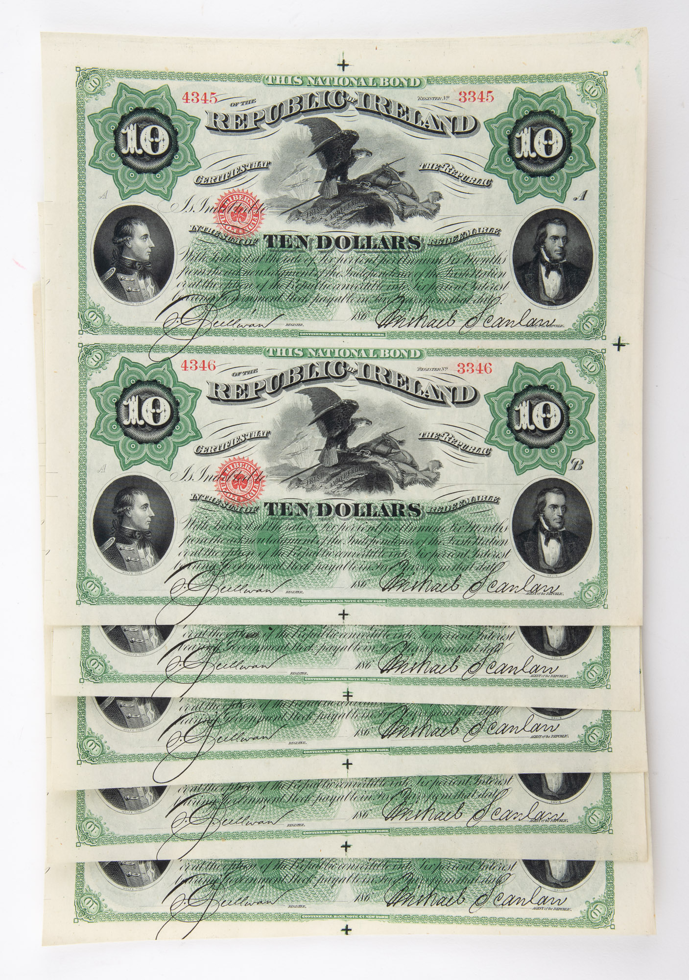 Lot image - Republic of Ireland Fenian Brotherhood Ten Dollar Bonds