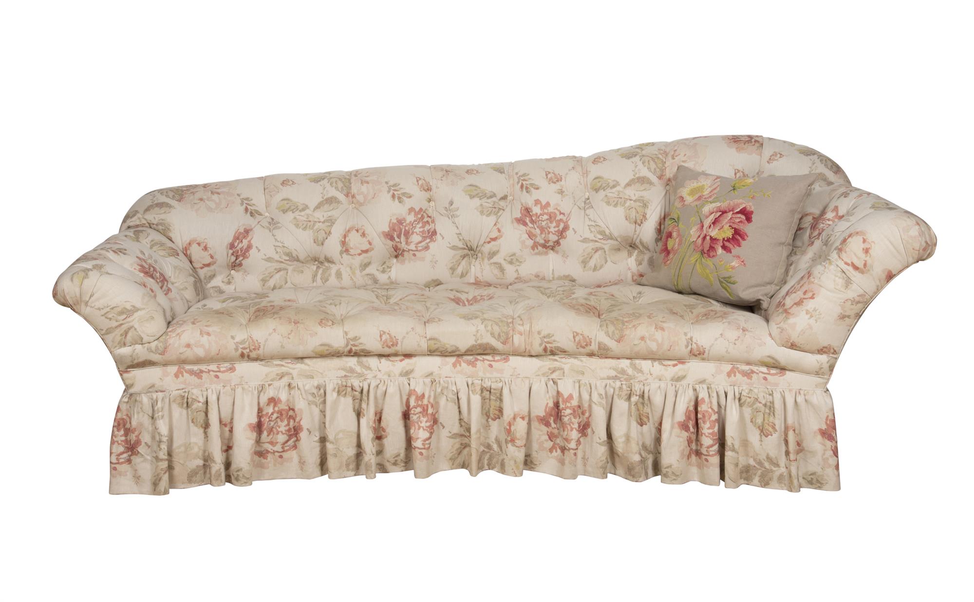 Lot image - Floral Upholstered Sofa