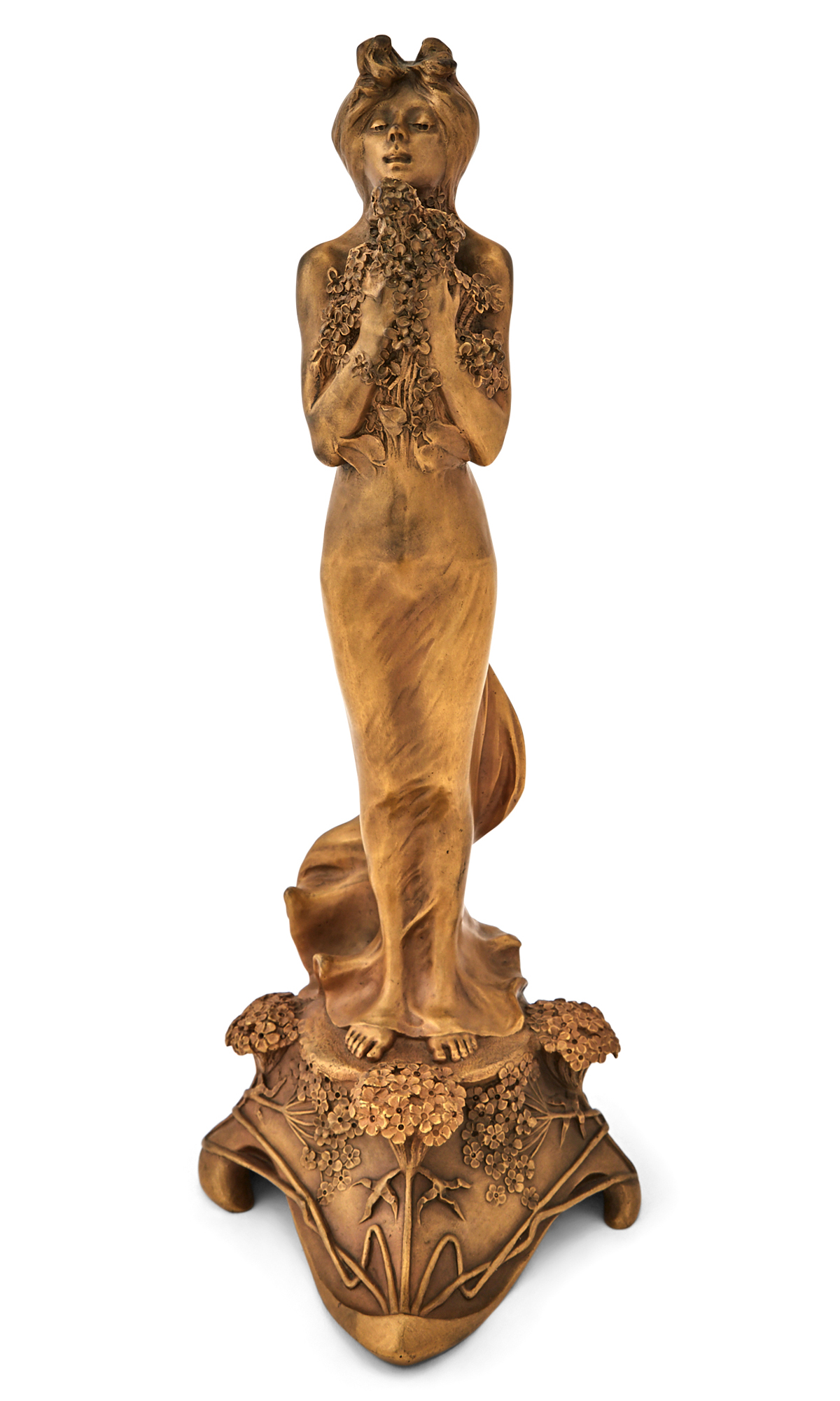 Lot image - Czechoslovakian Art Nouveau Gilt-Bronze Figure of a Woman