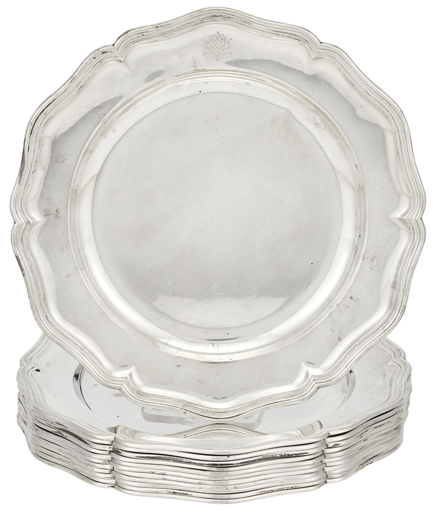 Lot image - Set of Twelve Norwegian Silver Dinner Plates