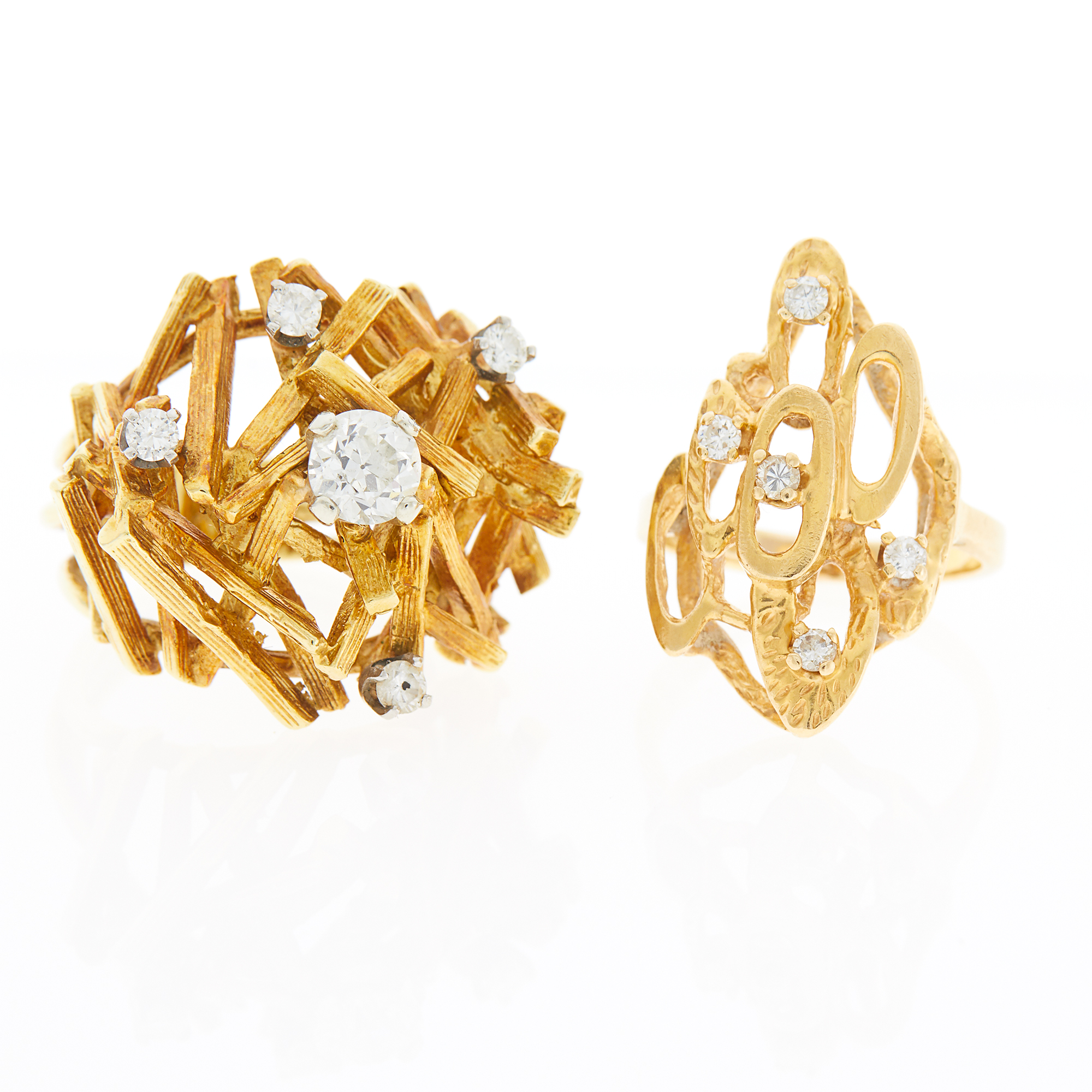Lot image - Two Gold and Diamond Rings