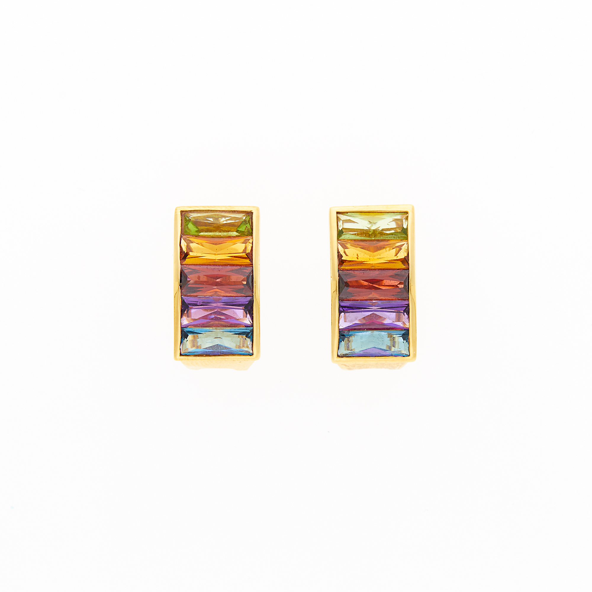 Lot image - Pair of Gold and Colored Stone Earclips