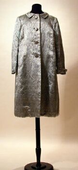 Lot image - Silver Gray Brocade Evening Coat