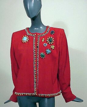 Lot image - YSL Rive Gauche Jeweled Lamb Suede Jacket
